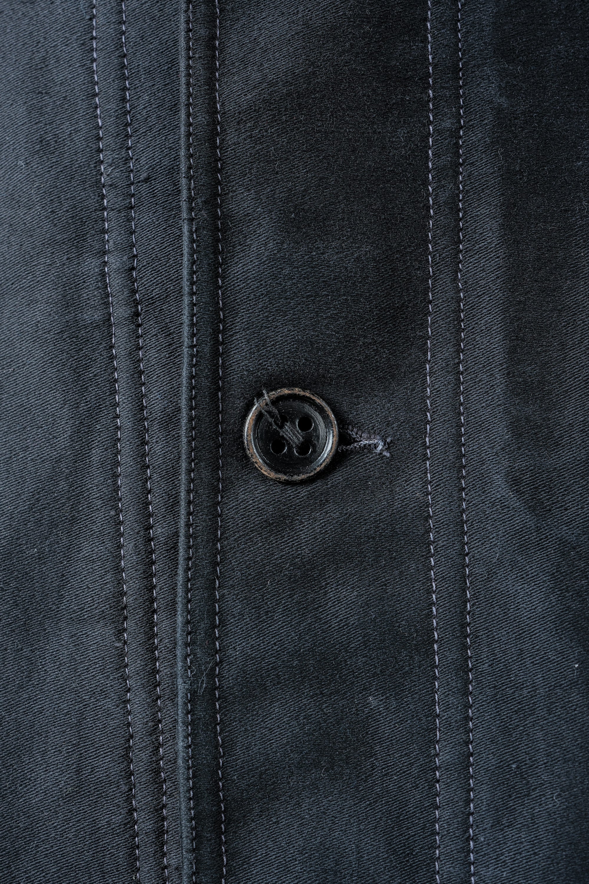 ［~30’s］French Vintage Black Moleskin Work Jacket "Le Mont St. Michel"
