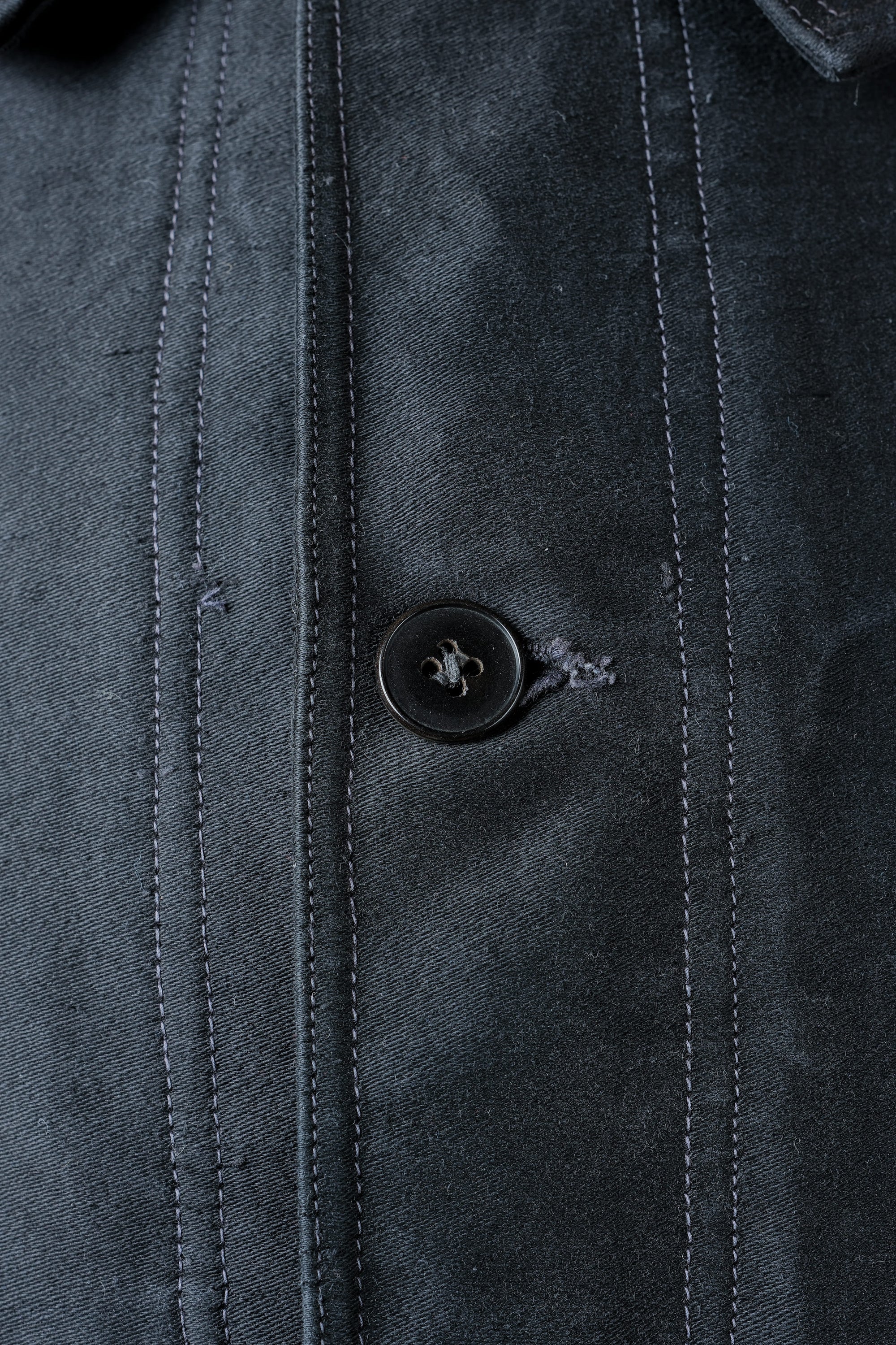 ［~30’s］French Vintage Black Moleskin Work Jacket "Le Mont St. Michel"