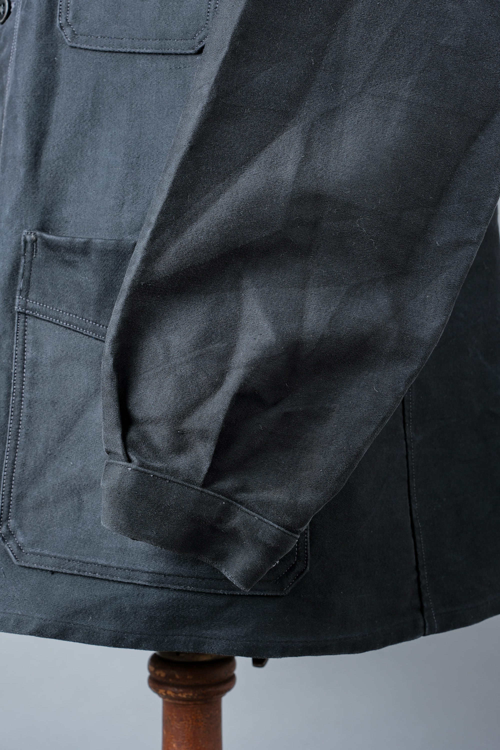 ［~30’s］French Vintage Black Moleskin Work Jacket "Le Mont St. Michel"