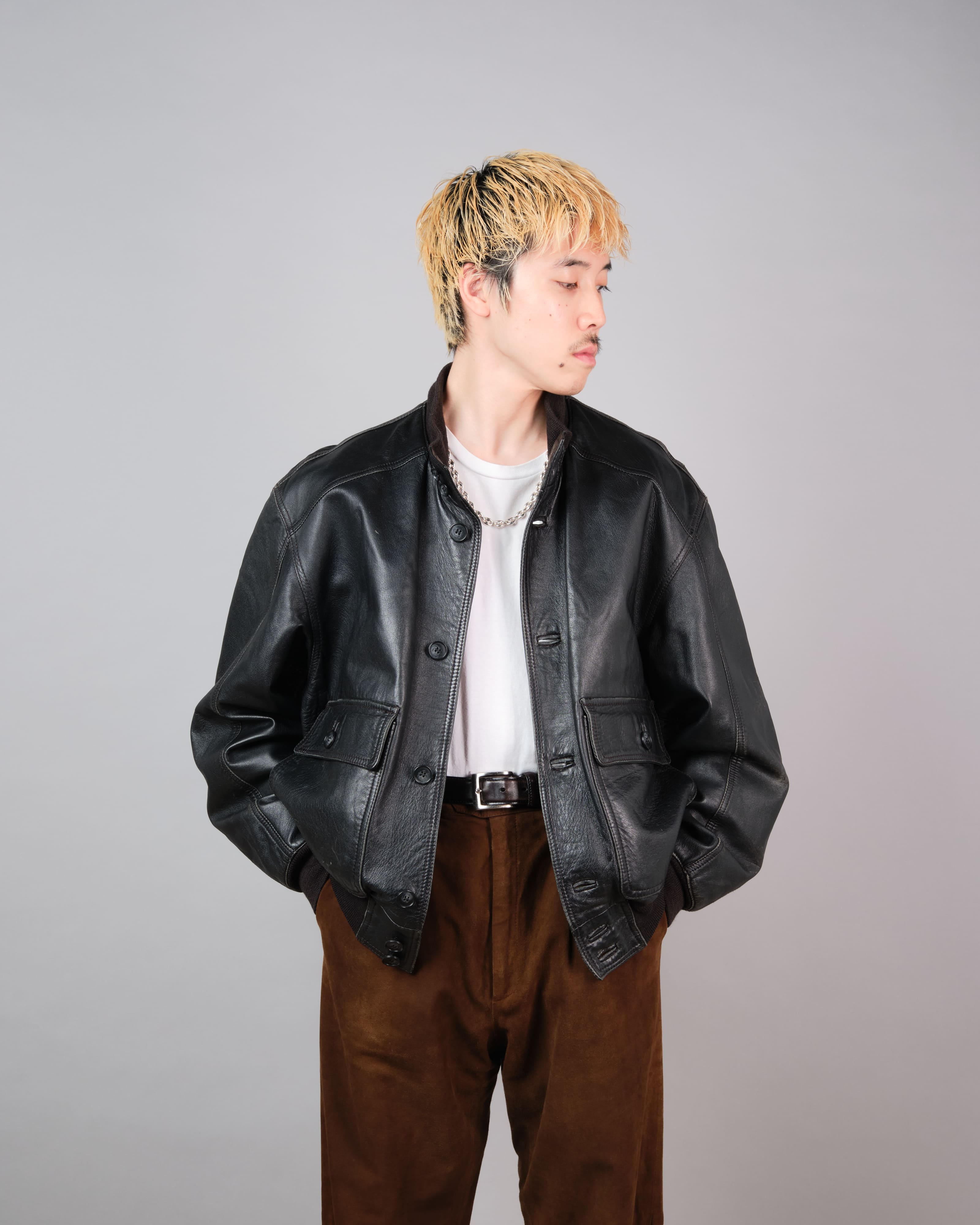 【~80's】Italian Vintage Valstarino Type Black Leather Blouson