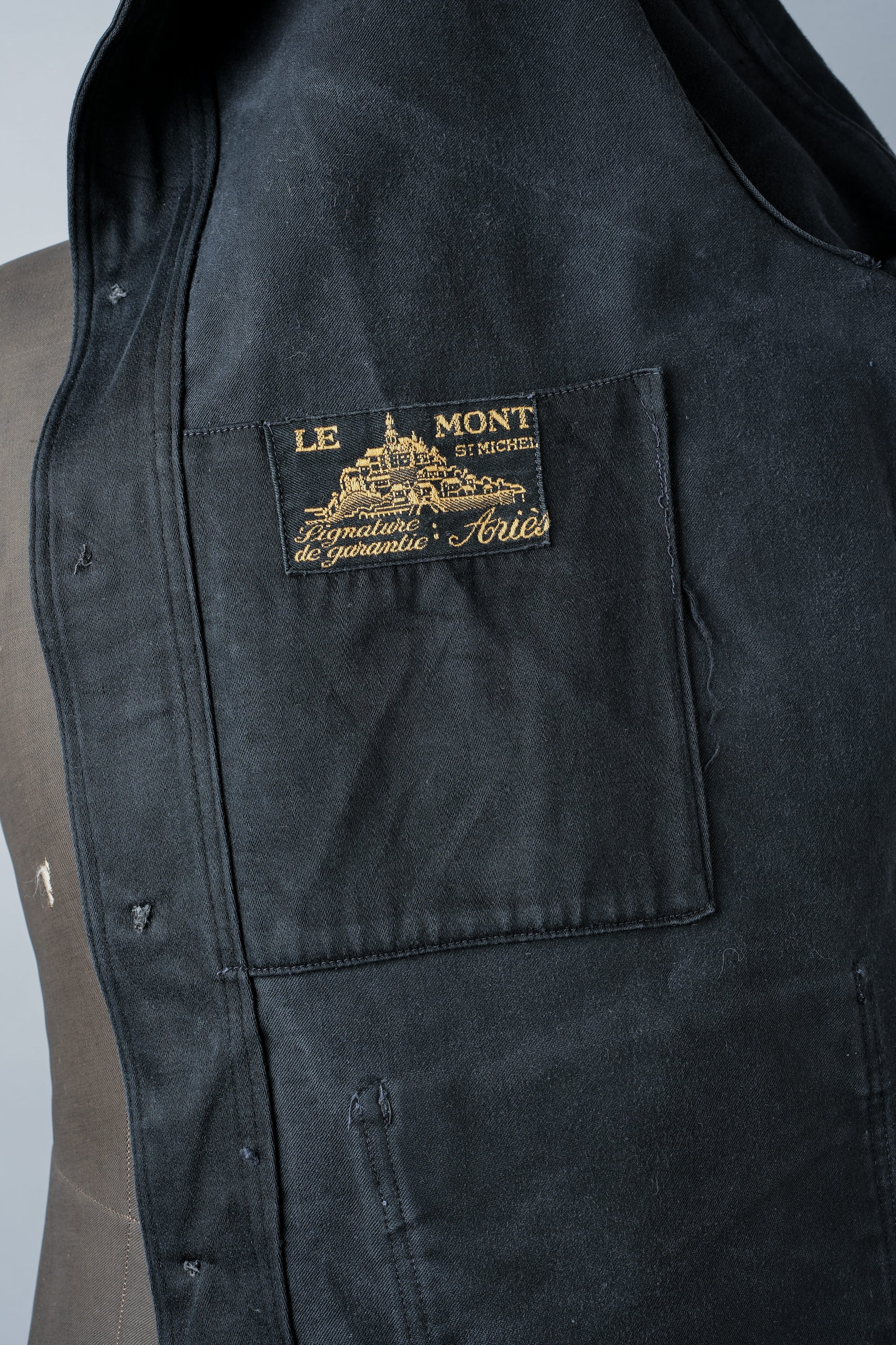 ［~30’s］French Vintage Black Moleskin Work Jacket "Le Mont St. Michel"