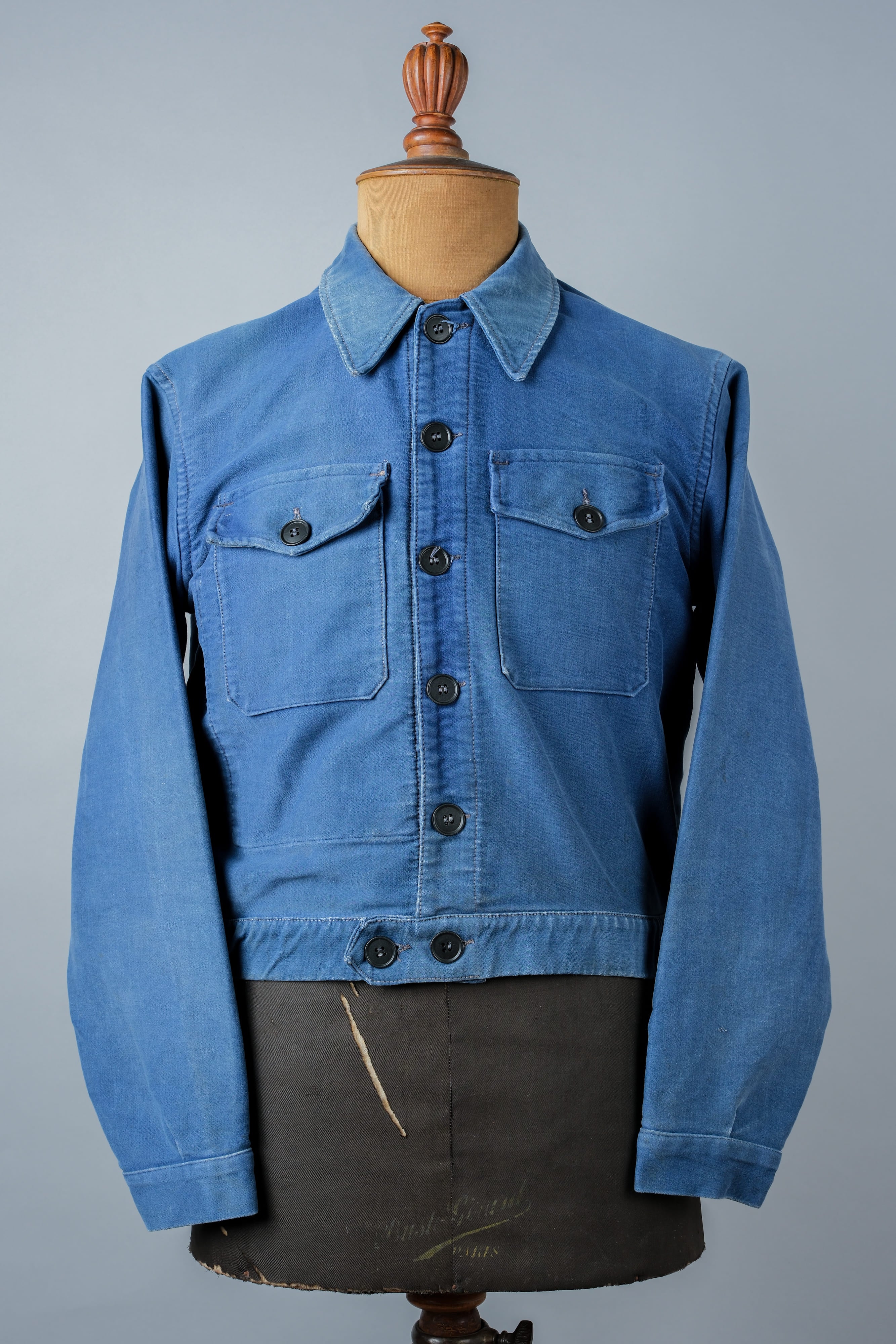 【~50’s】French Vintage Blue Moleskin Cyclist Jacket "Le Mont St. Michel"