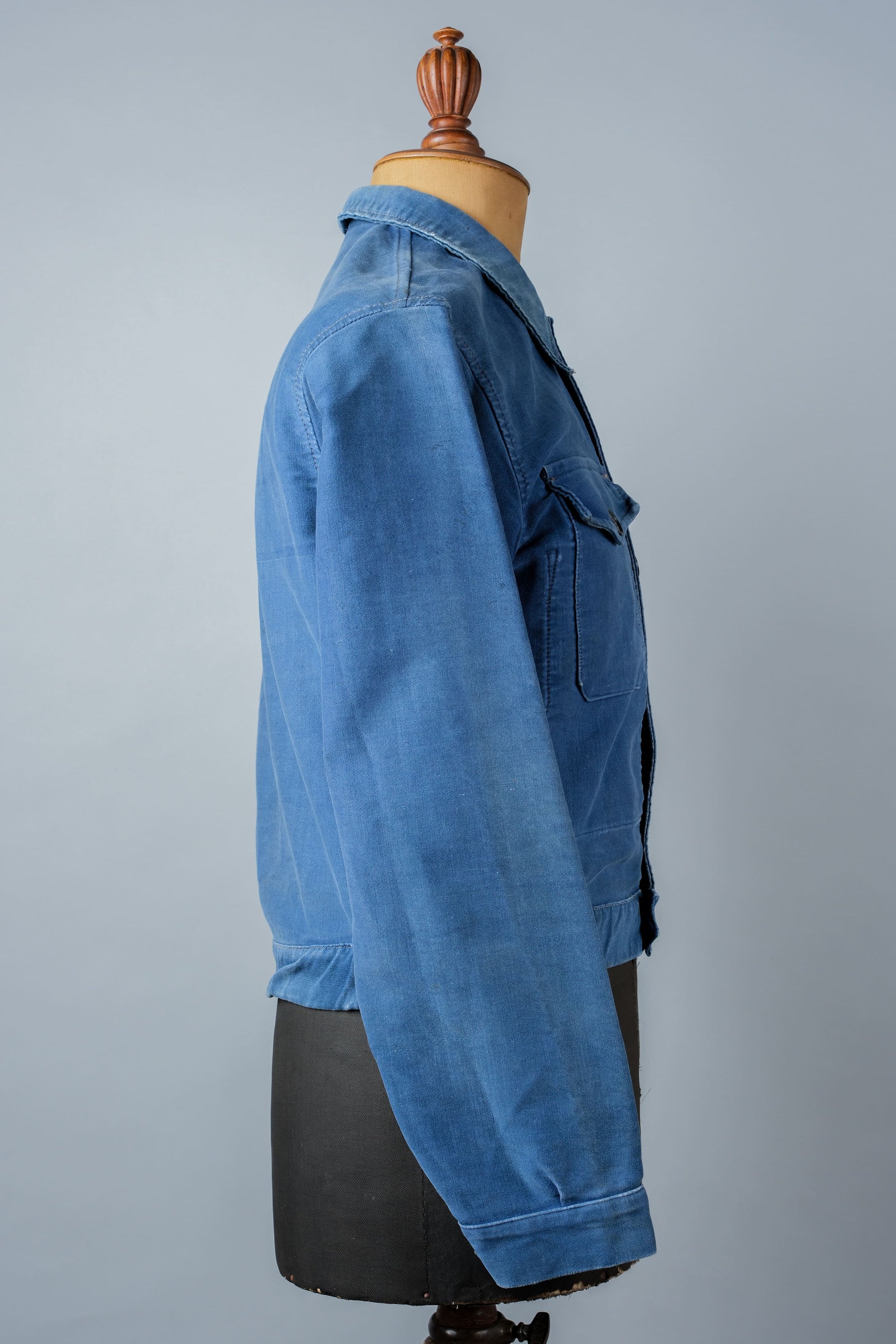 【~50’s】French Vintage Blue Moleskin Cyclist Jacket "Le Mont St. Michel"