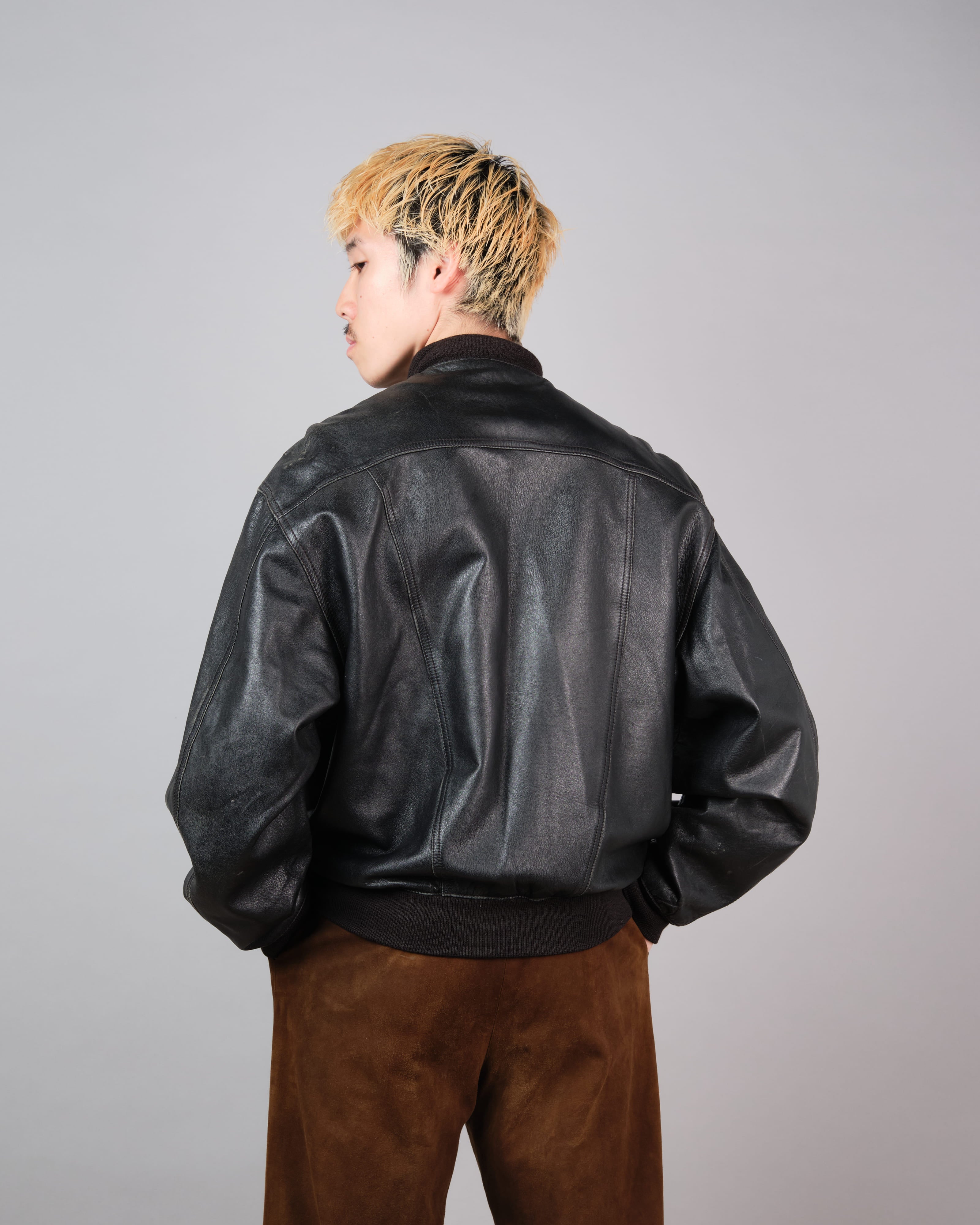 【~80's】Italian Vintage Valstarino Type Black Leather Blouson