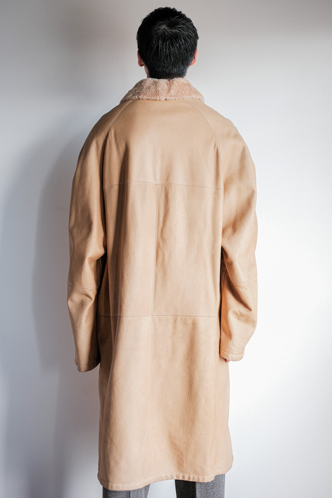 ［~90's］Old SERAPHIN Raglan Sleeve Mouton Leather Coat Size.52