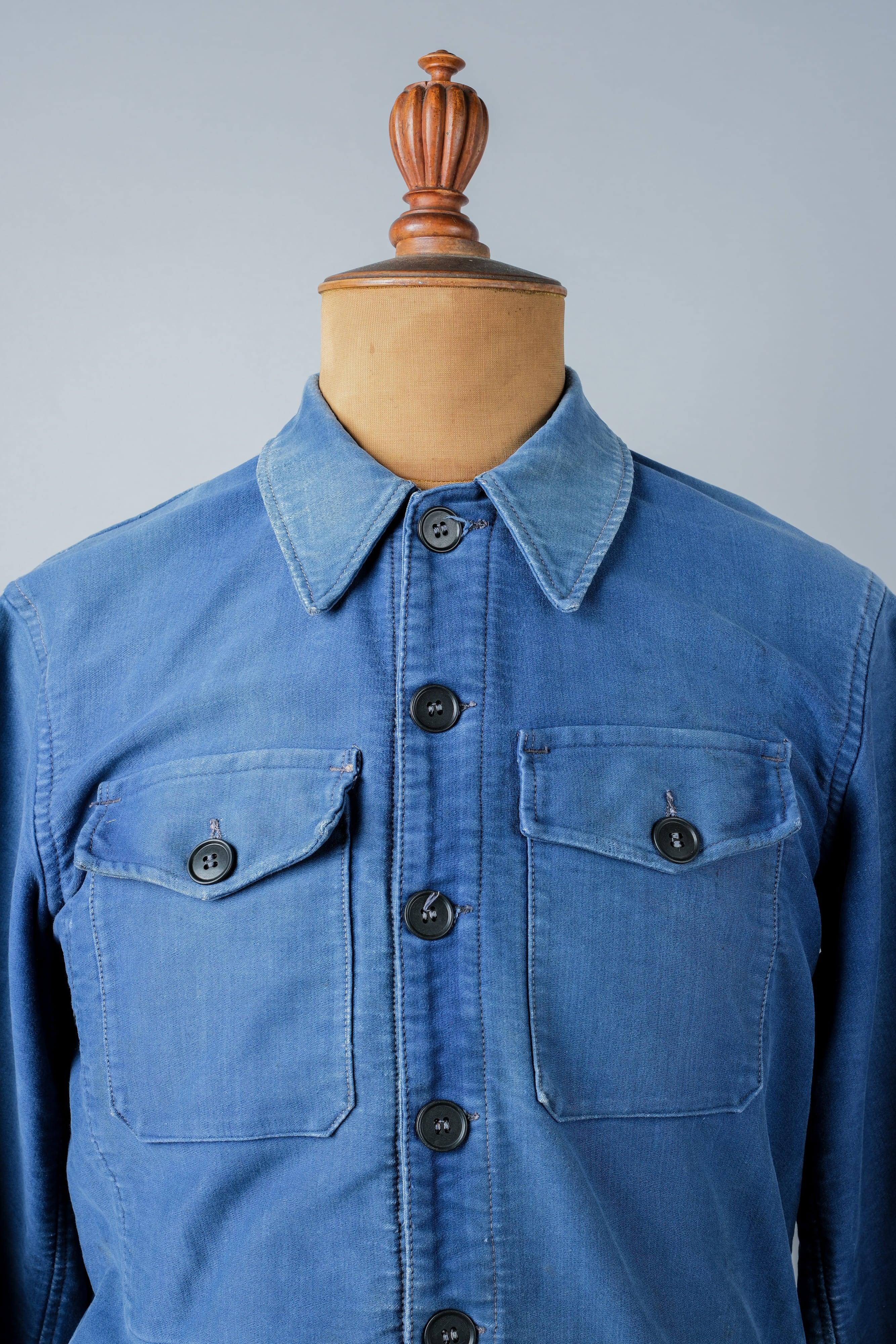 【~50’s】French Vintage Blue Moleskin Cyclist Jacket "Le Mont St. Michel"