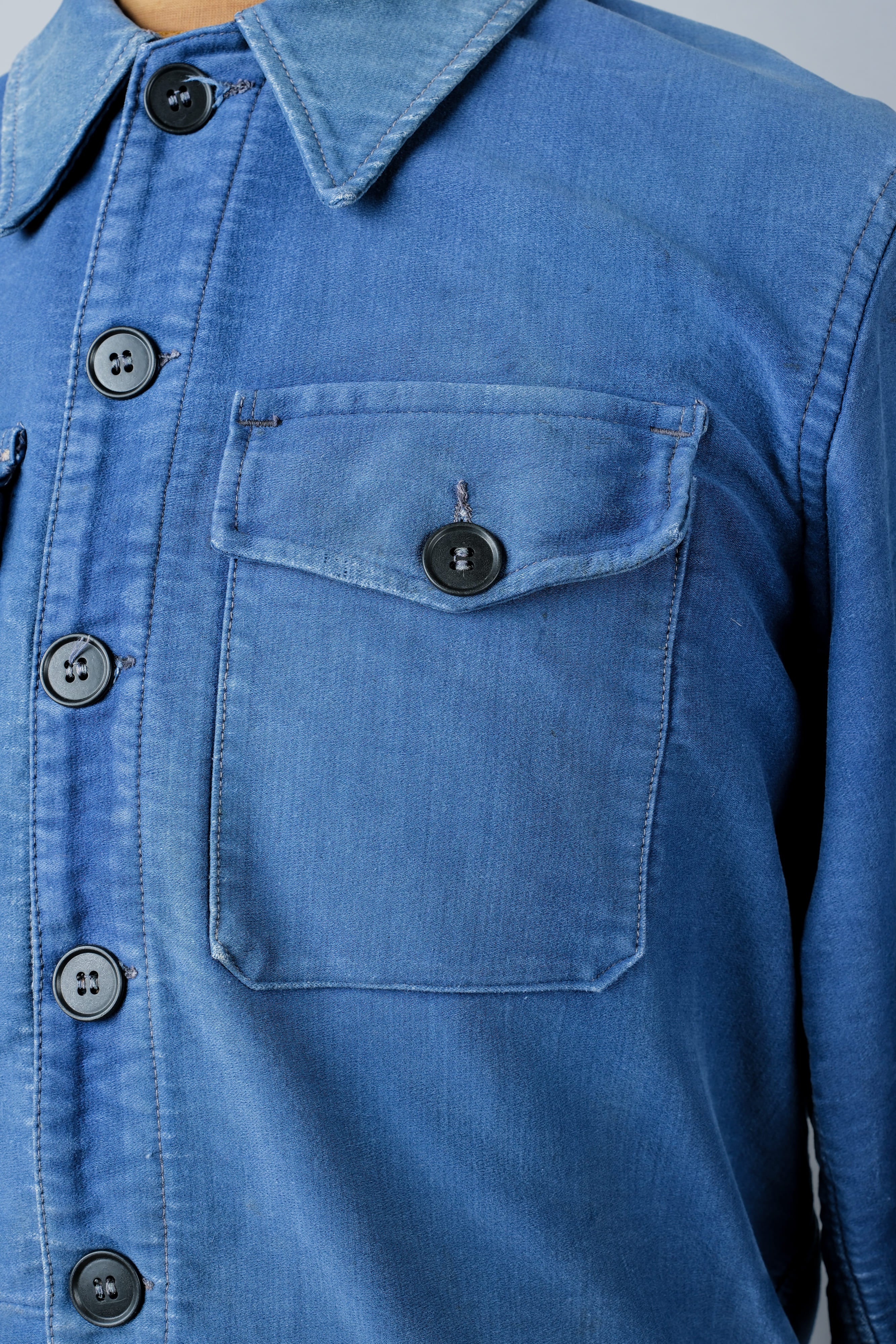 【~50’s】French Vintage Blue Moleskin Cyclist Jacket "Le Mont St. Michel"