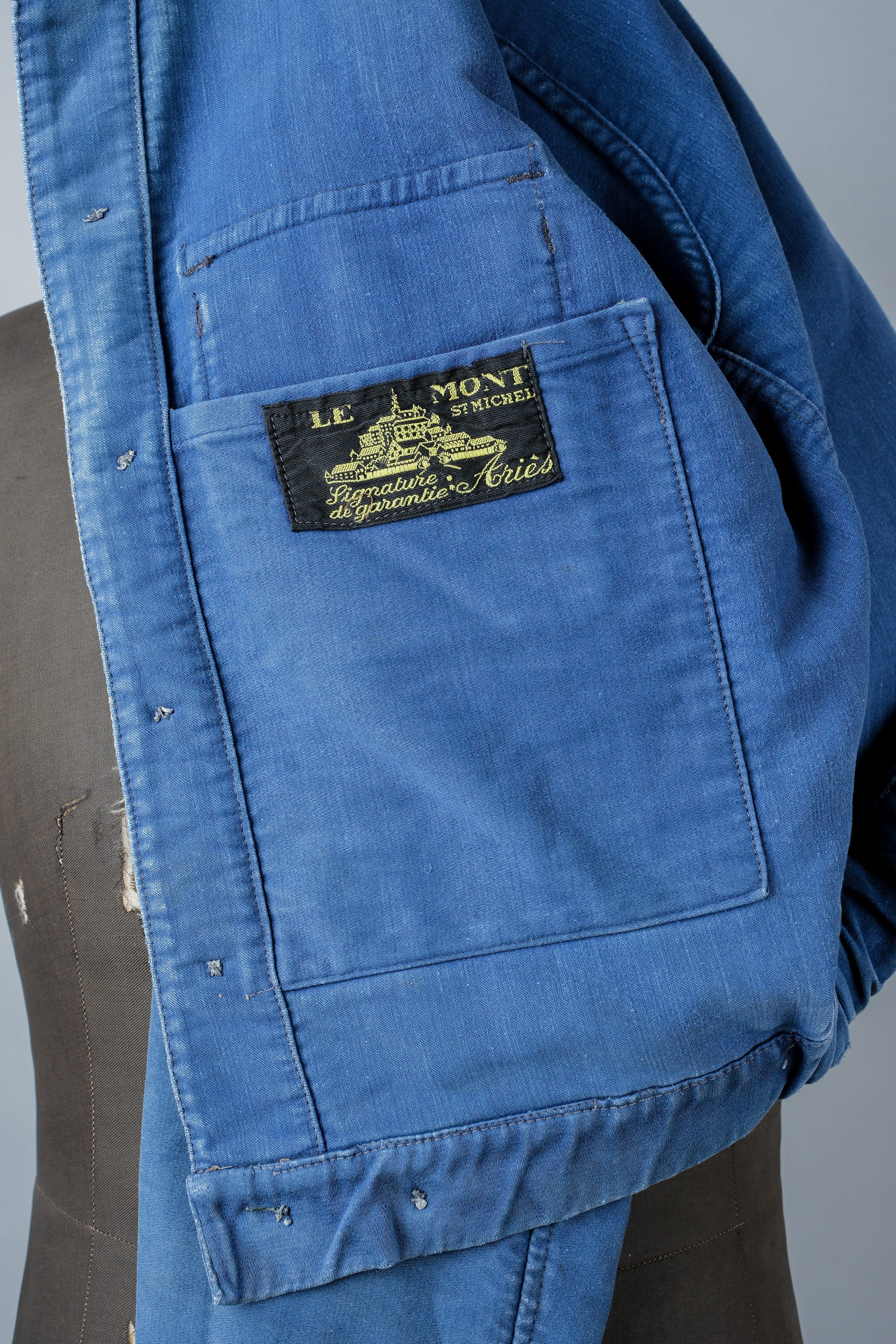 【~50’s】French Vintage Blue Moleskin Cyclist Jacket "Le Mont St. Michel"