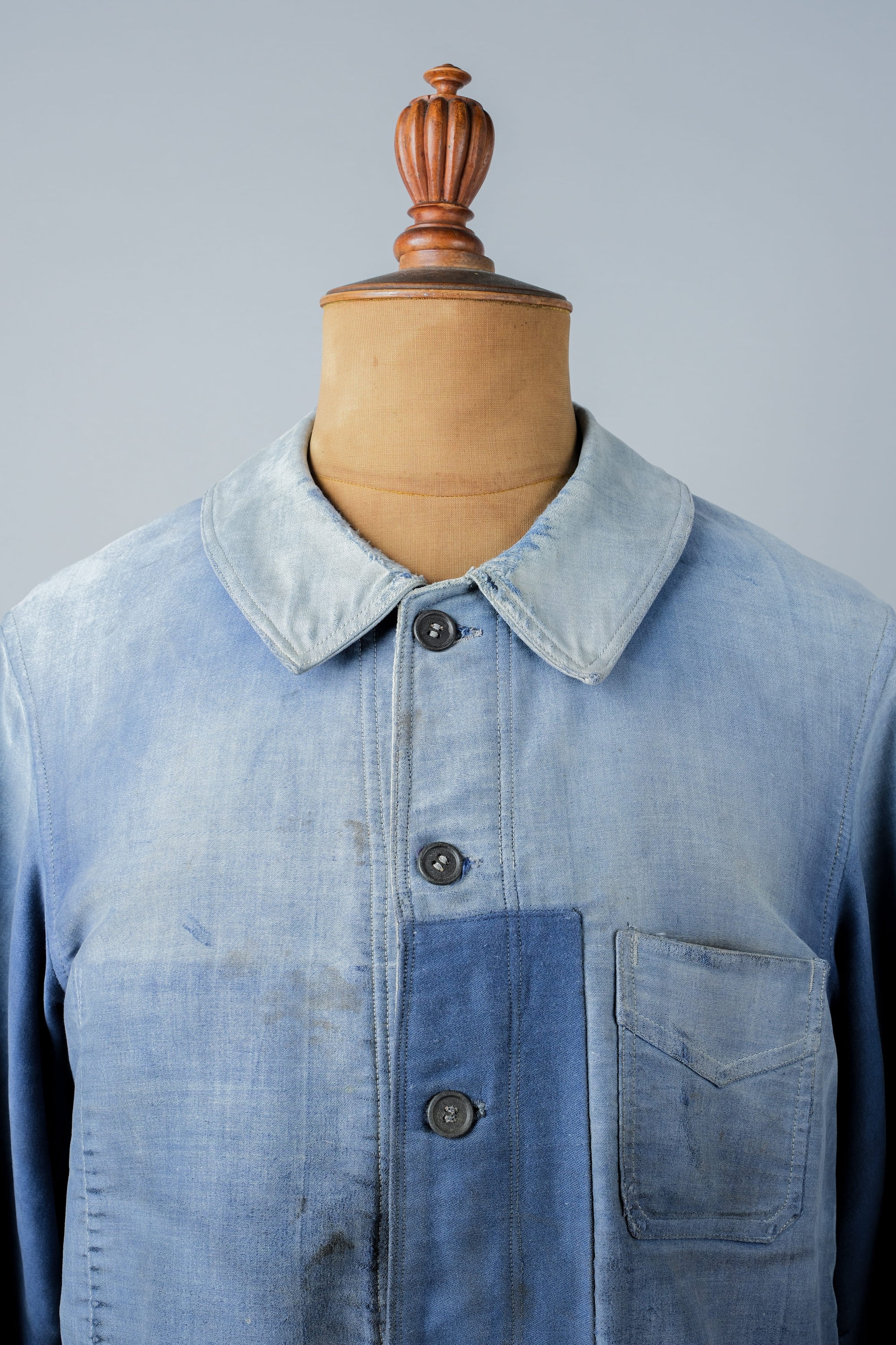 ［~40’s］French Vintage Blue Moleskin Work Jacket "Le Mont St. Michel"