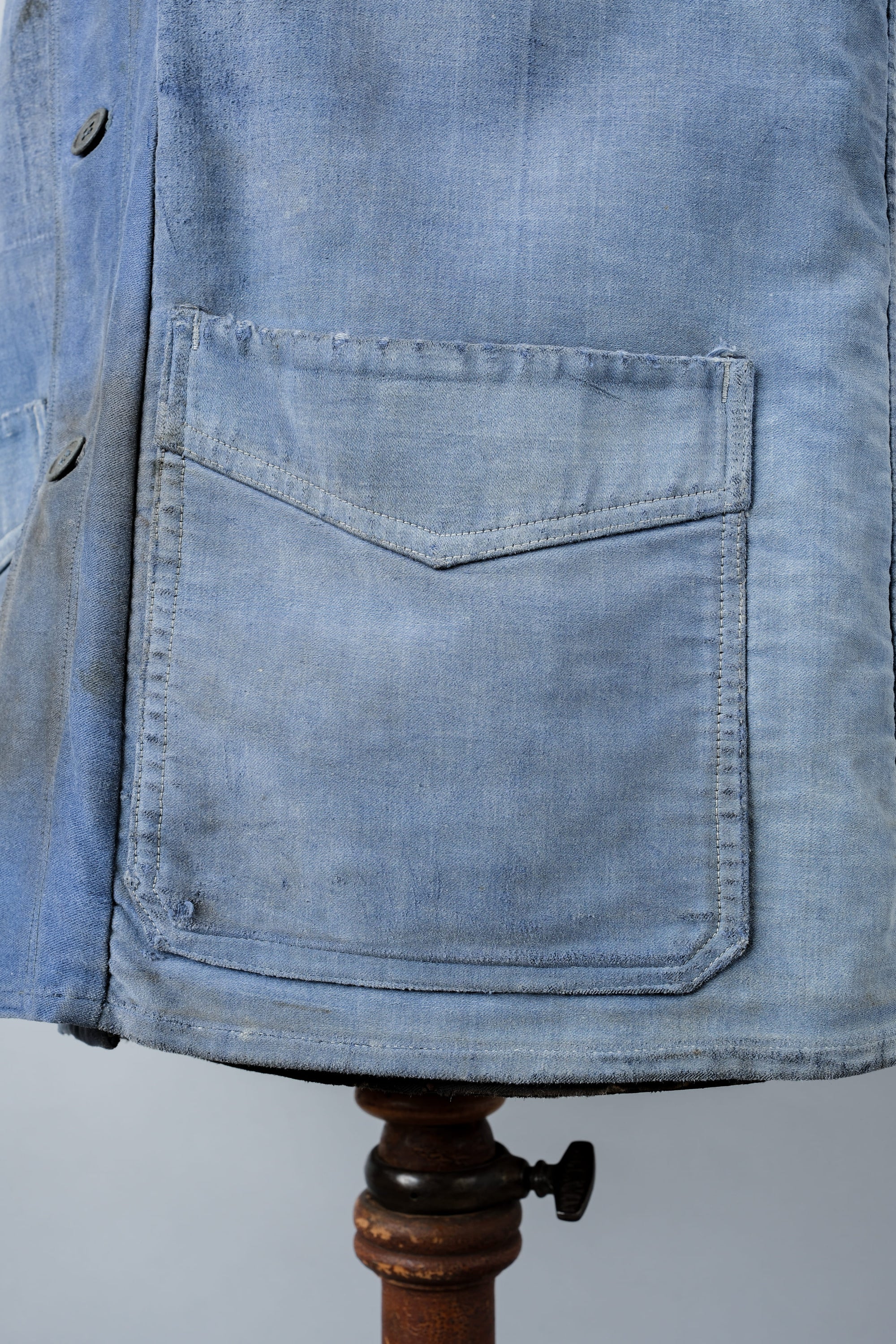 ［~40’s］French Vintage Blue Moleskin Work Jacket "Le Mont St. Michel"