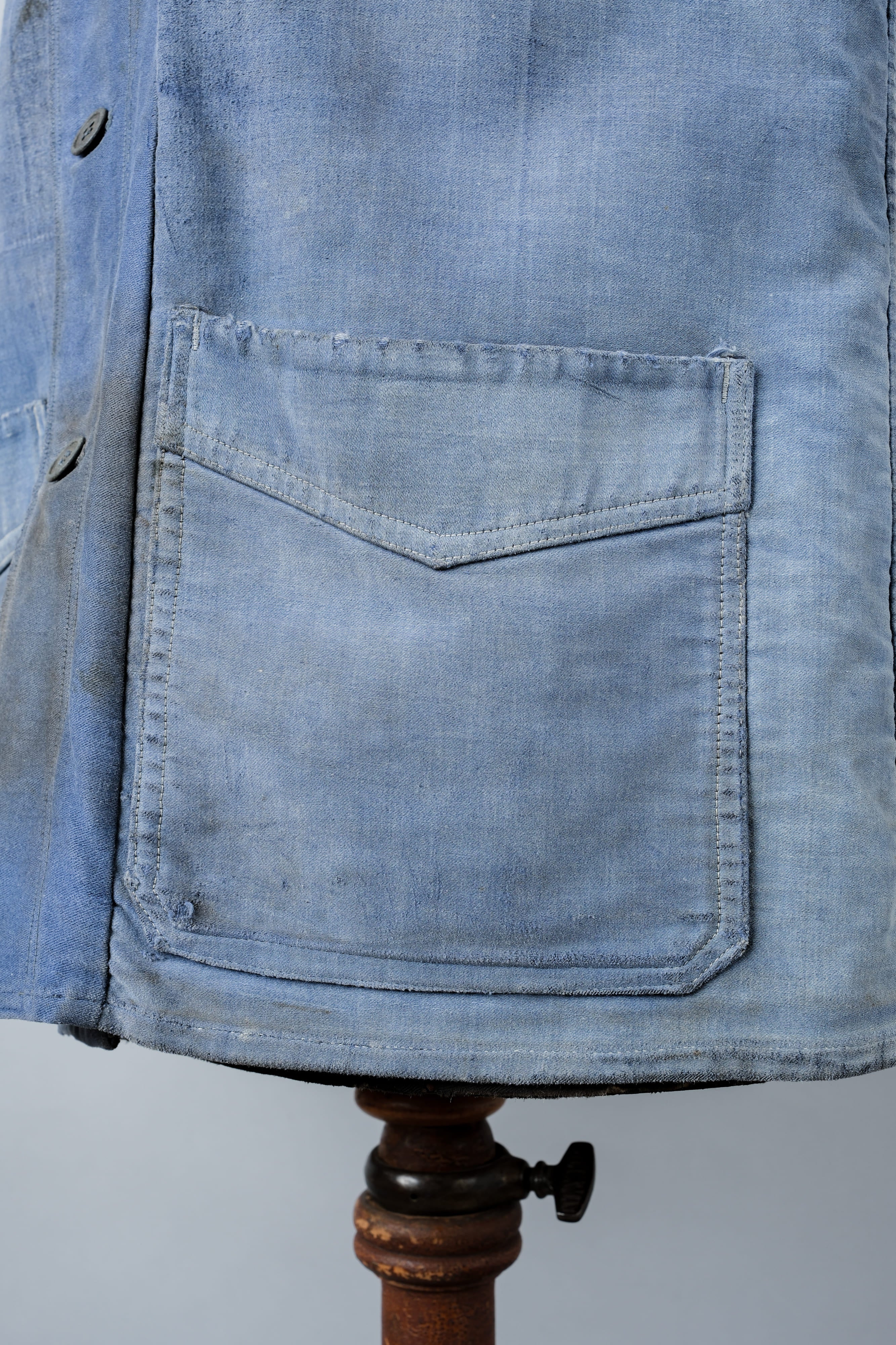 【~40’s】French Vintage Blue Moleskin Work Jacket "Le Mont St. Michel"