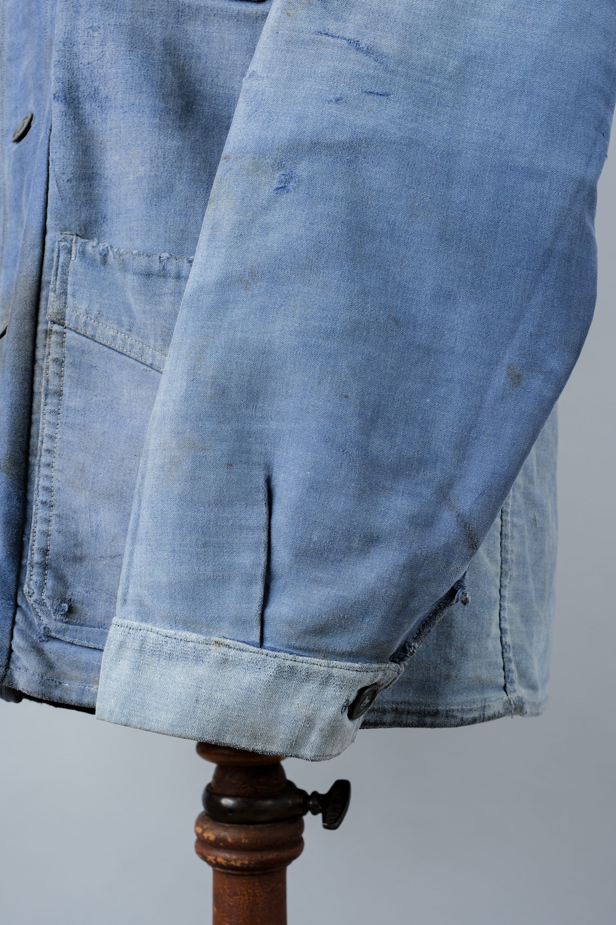 ［~40’s］French Vintage Blue Moleskin Work Jacket "Le Mont St. Michel"
