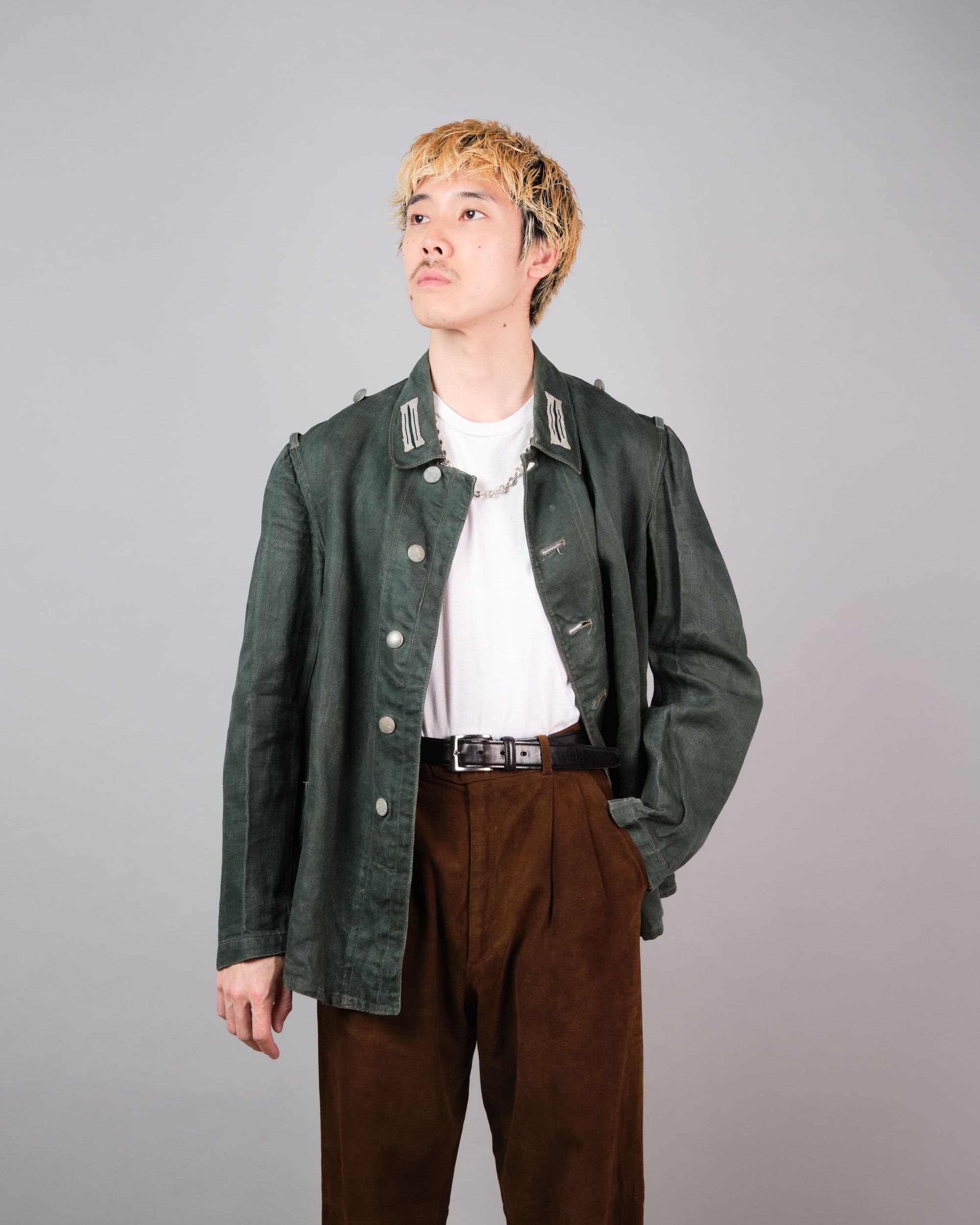 ［~40’s］WWII German Army Green Drillich HBT Linen Summer Field Jacket "Wehrmacht"