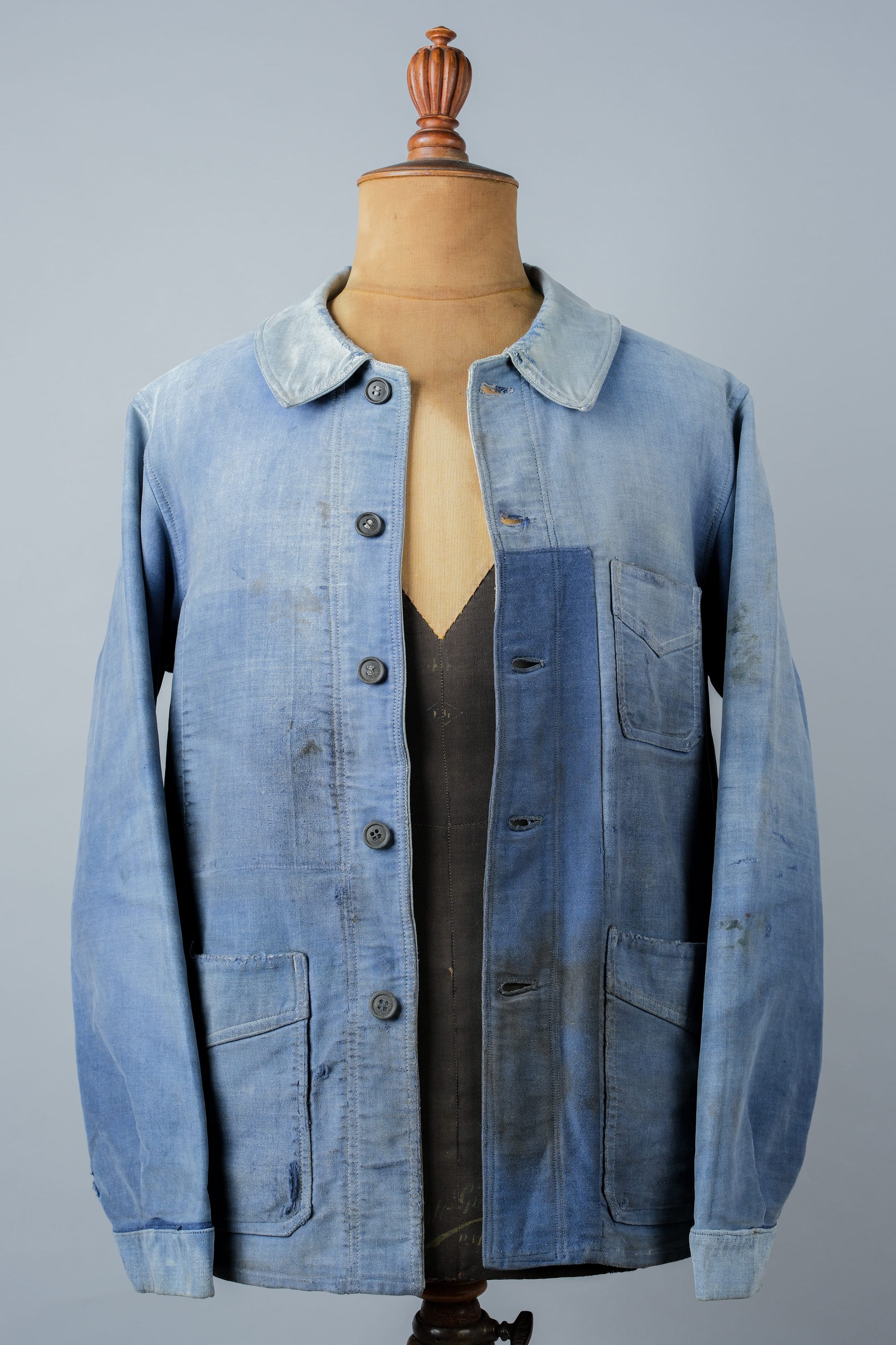［~40’s］French Vintage Blue Moleskin Work Jacket "Le Mont St. Michel"
