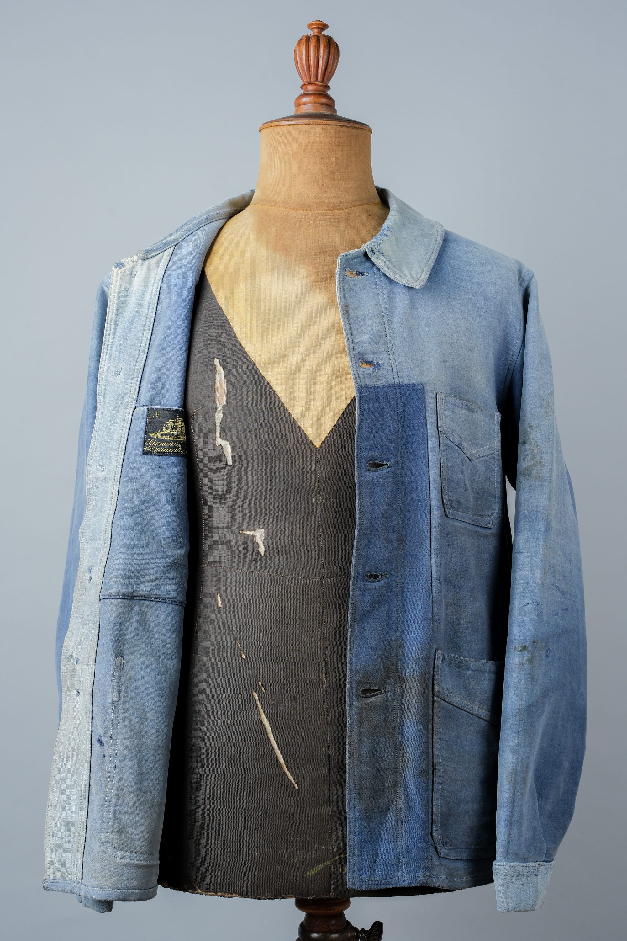 ［~40’s］French Vintage Blue Moleskin Work Jacket "Le Mont St. Michel"