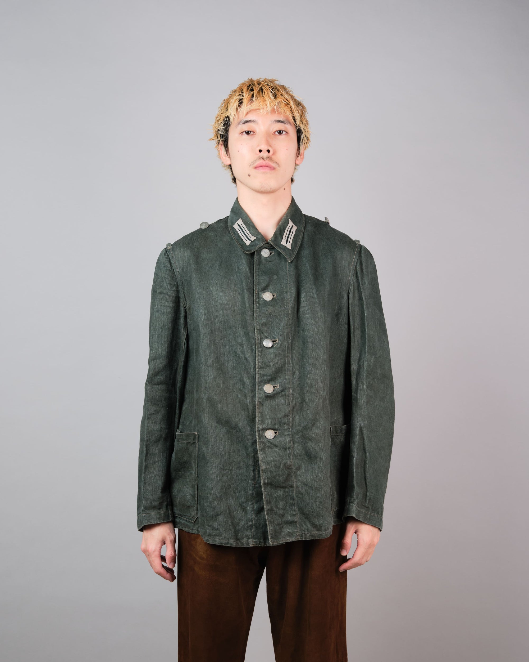［~40’s］WWII German Army Green Drillich HBT Linen Summer Field Jacket "Wehrmacht"