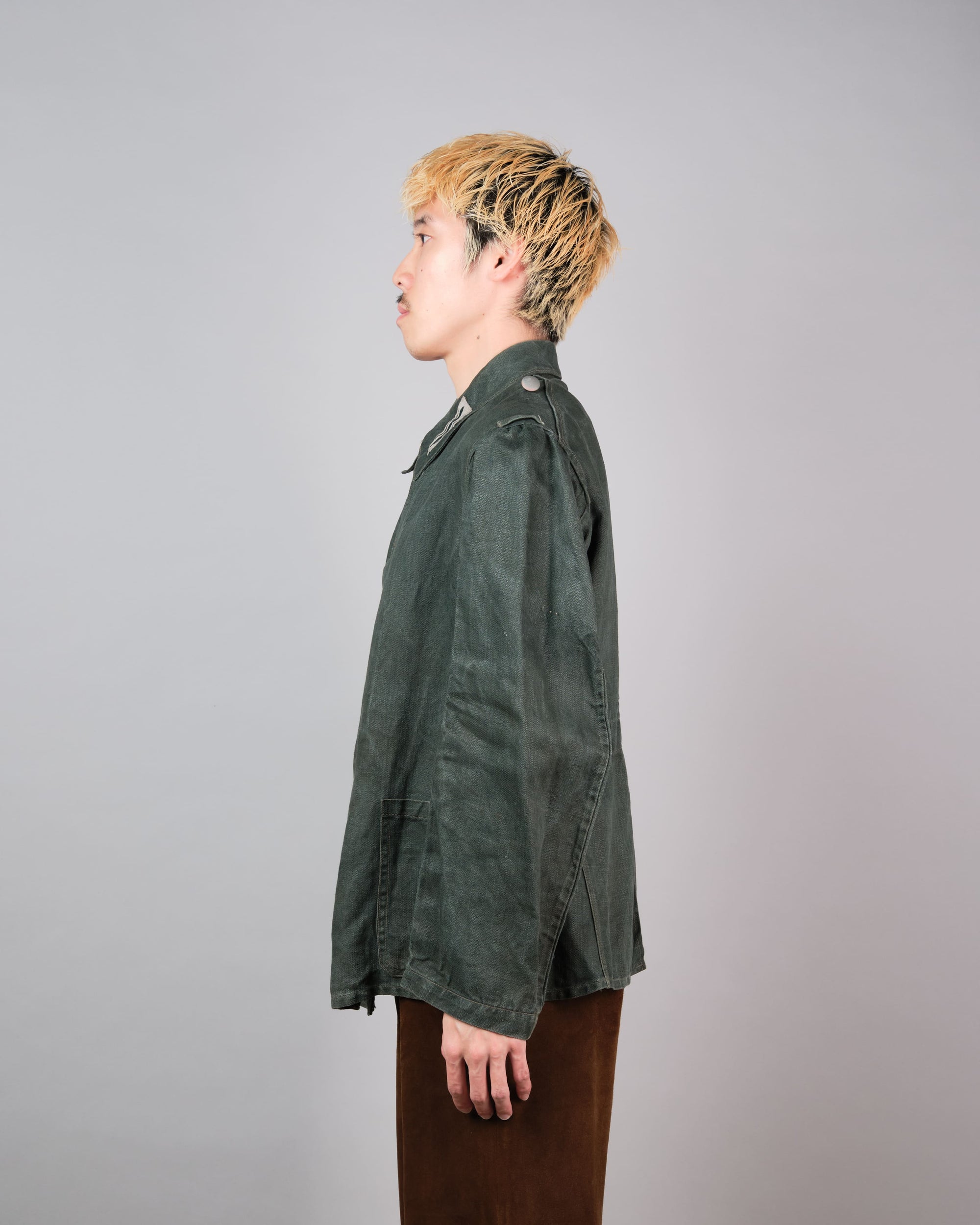 ［~40’s］WWII German Army Green Drillich HBT Linen Summer Field Jacket "Wehrmacht"