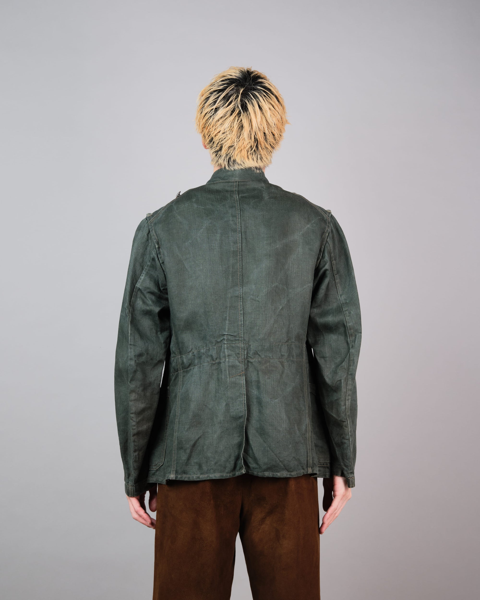 ［~40’s］WWII German Army Green Drillich HBT Linen Summer Field Jacket "Wehrmacht"