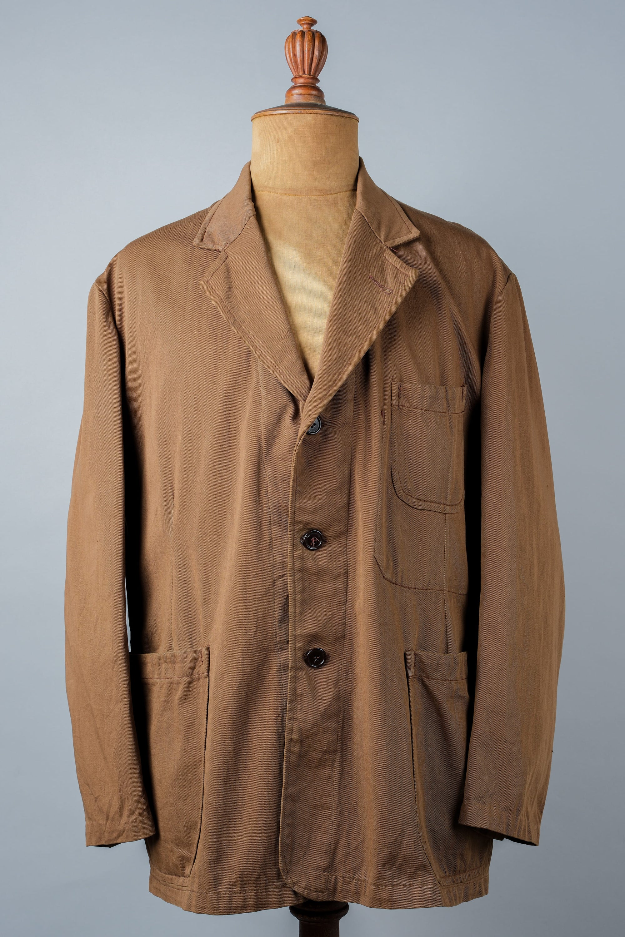 ［~50's］French Vintage Brown Cotton Thin Twill Lapel Work Jacket "Adolphe Lafont"