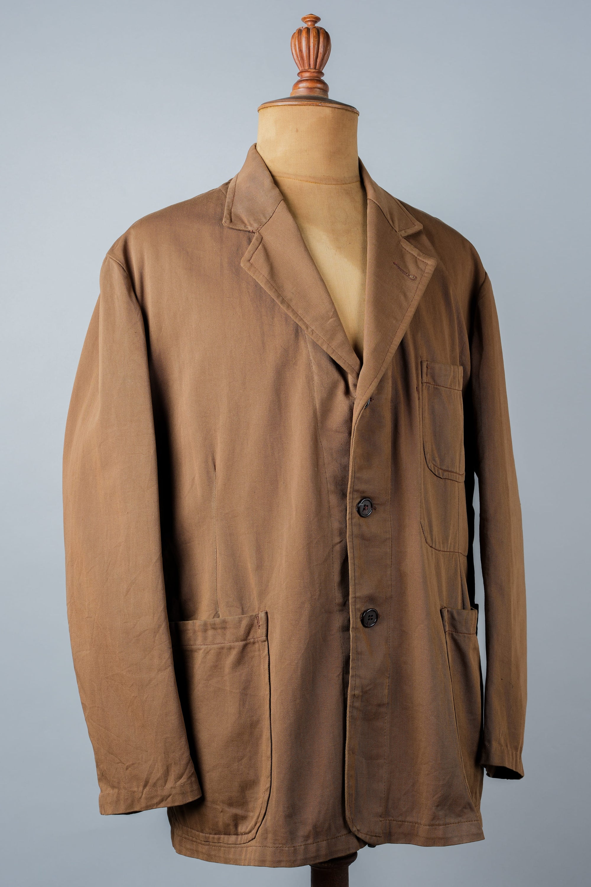 ［~50's］French Vintage Brown Cotton Thin Twill Lapel Work Jacket "Adolphe Lafont"