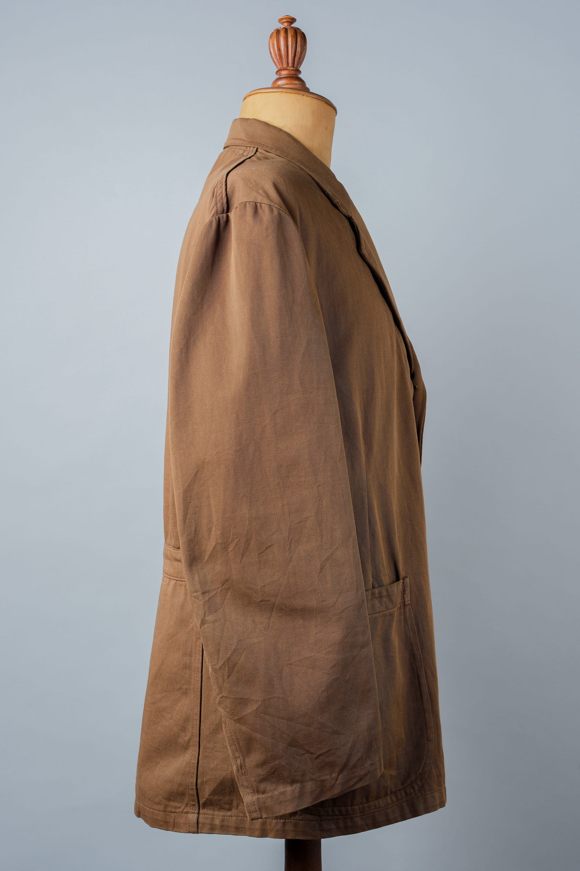 ［~50's］French Vintage Brown Cotton Thin Twill Lapel Work Jacket "Adolphe Lafont"