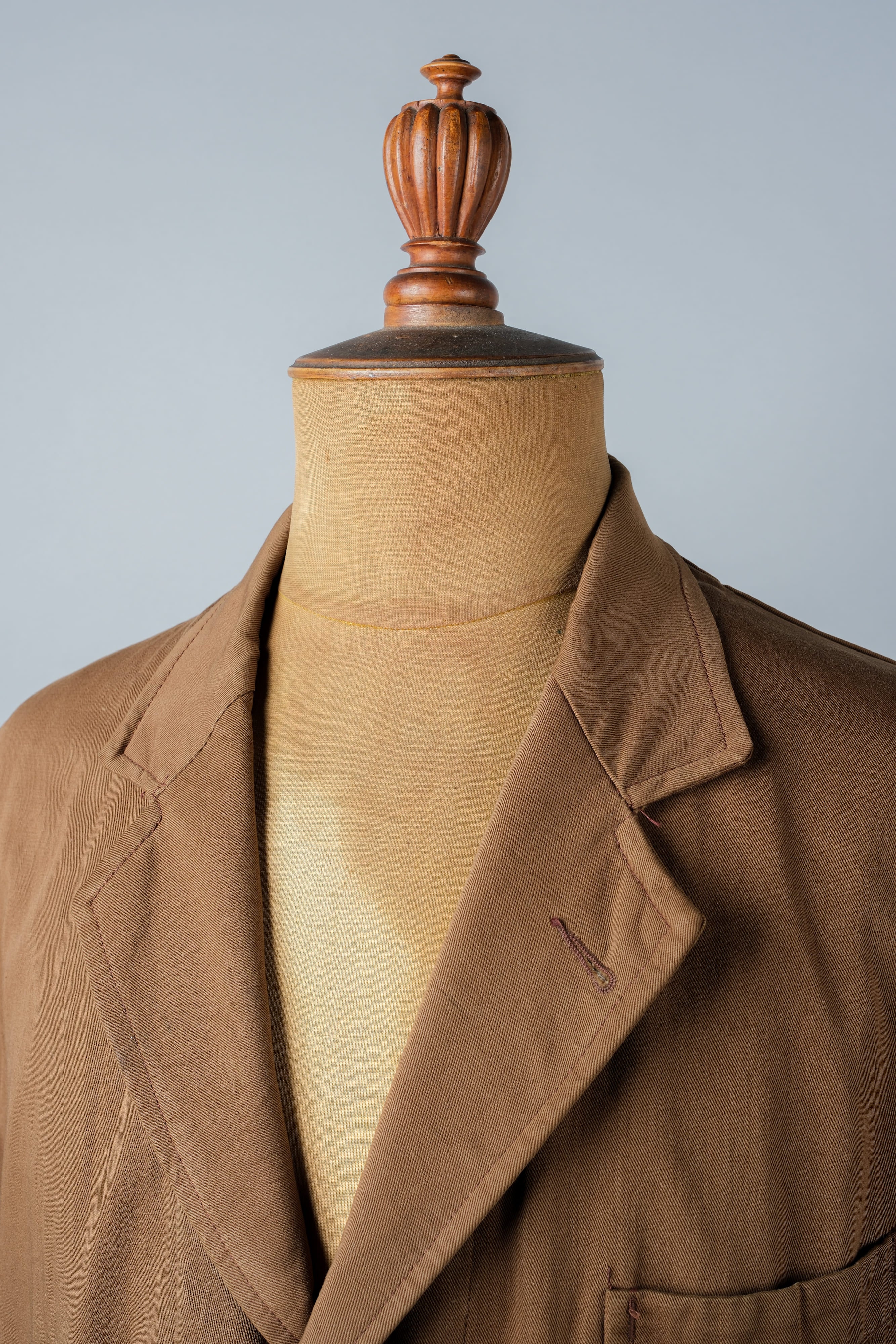 【~50's】French Vintage Brown Cotton Thin Twill Lapel Work Jacket "Adolphe Lafont"