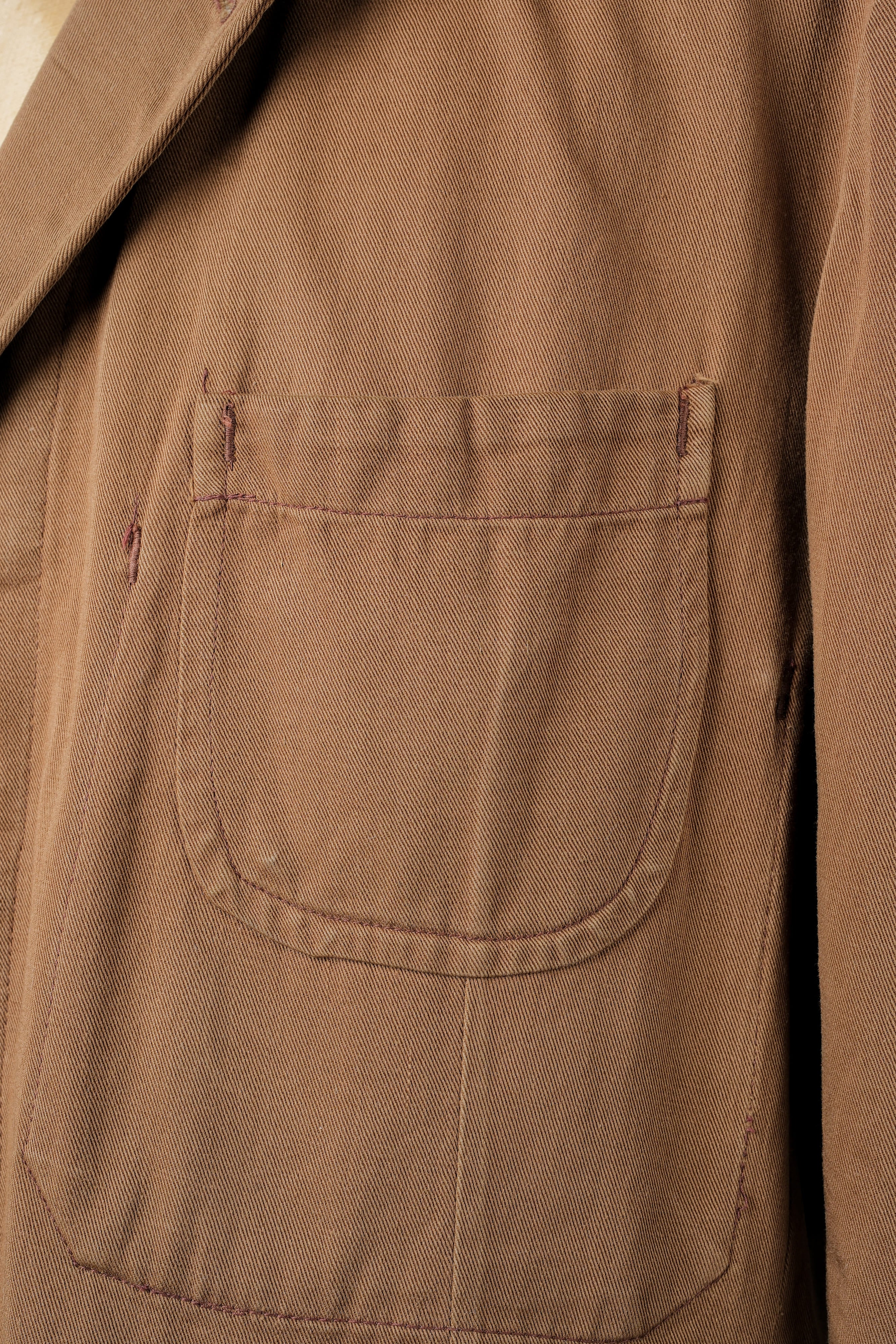 【~50's】French Vintage Brown Cotton Thin Twill Lapel Work Jacket "Adolphe Lafont"