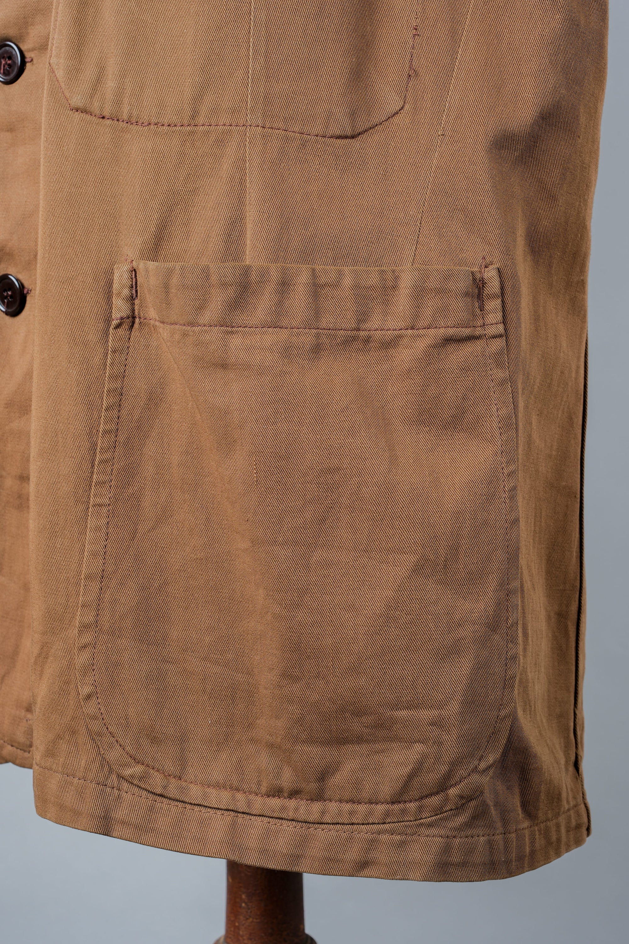 ［~50's］French Vintage Brown Cotton Thin Twill Lapel Work Jacket "Adolphe Lafont"
