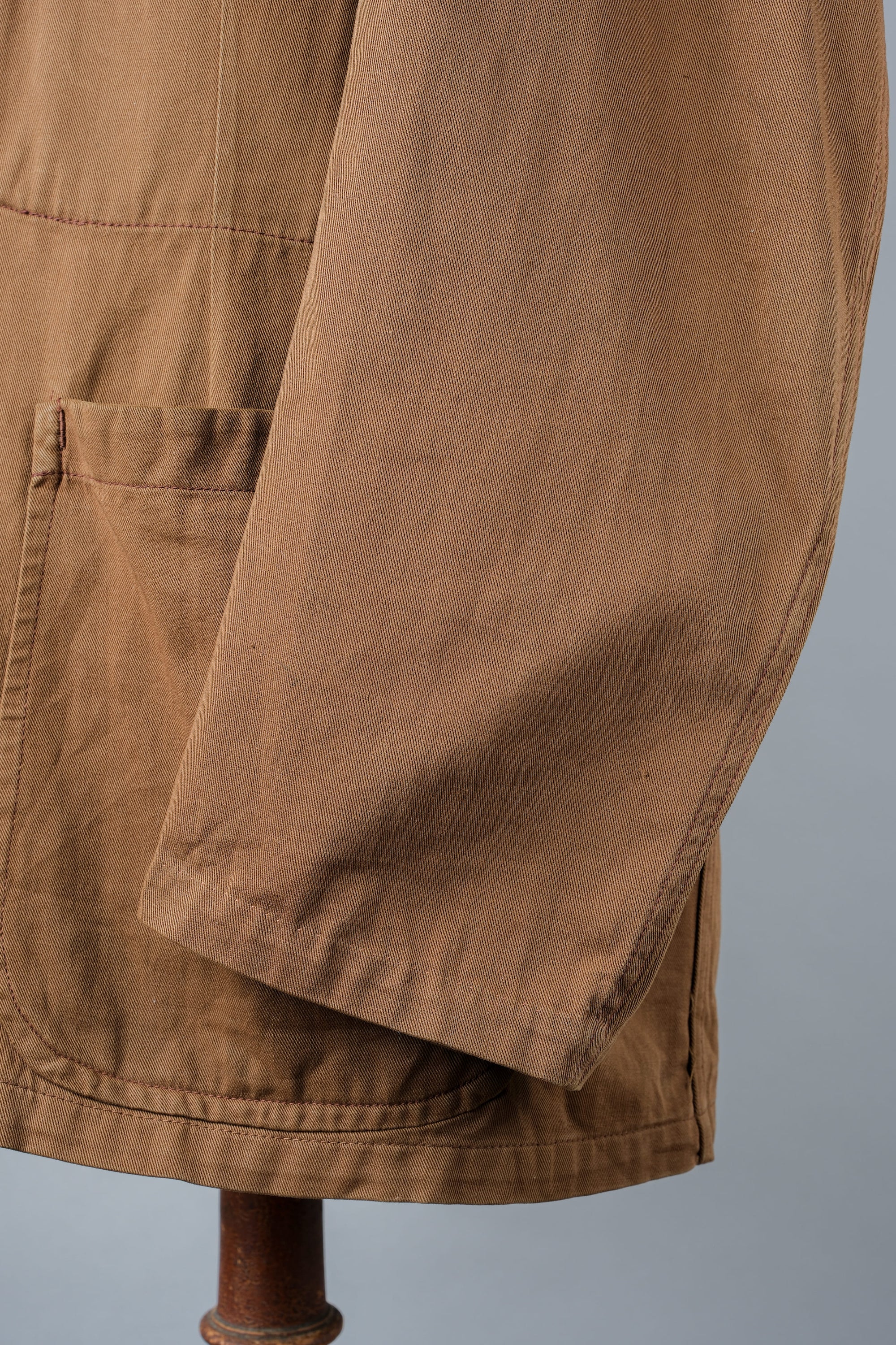 ［~50's］French Vintage Brown Cotton Thin Twill Lapel Work Jacket "Adolphe Lafont"
