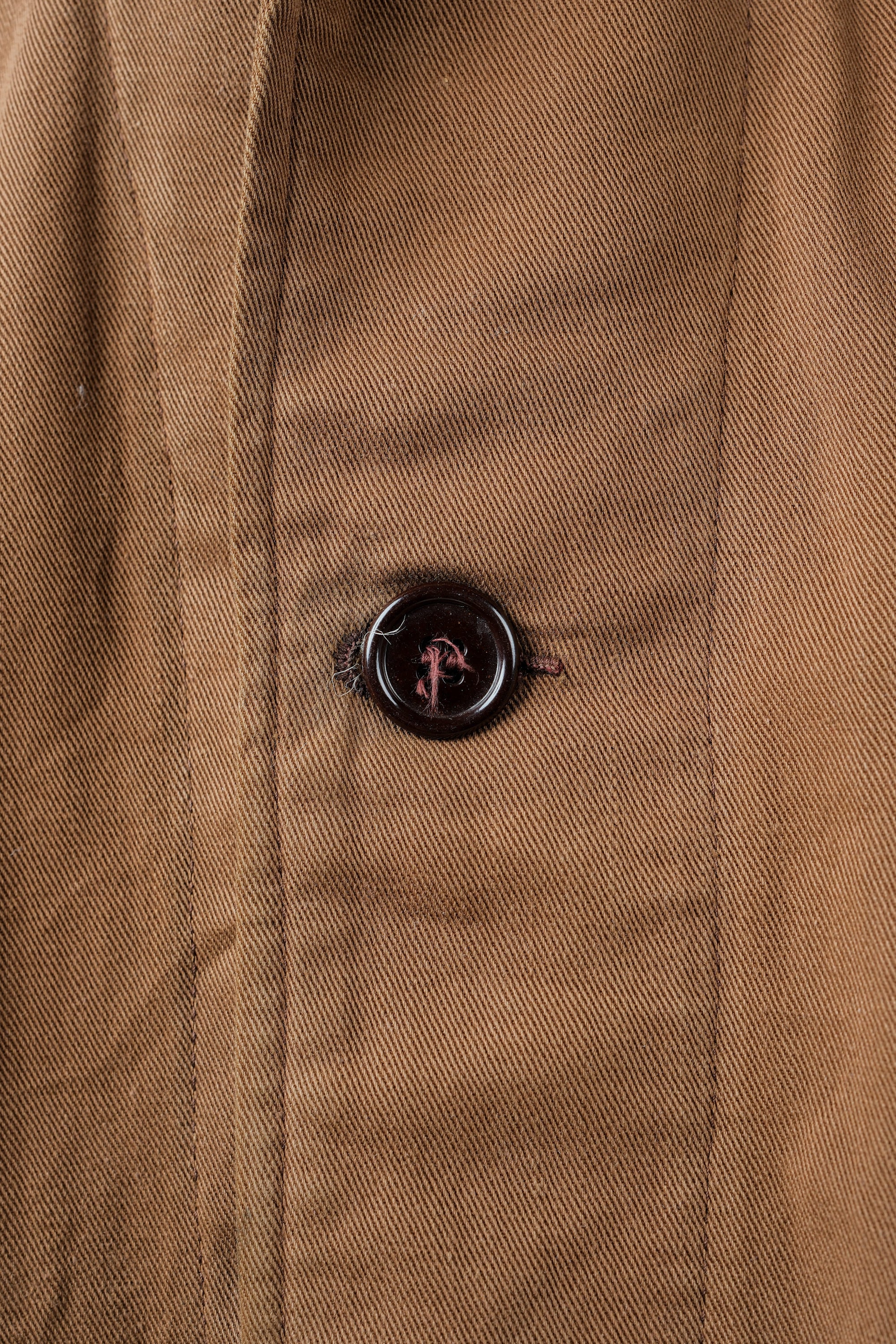 ［~50's］French Vintage Brown Cotton Thin Twill Lapel Work Jacket "Adolphe Lafont"