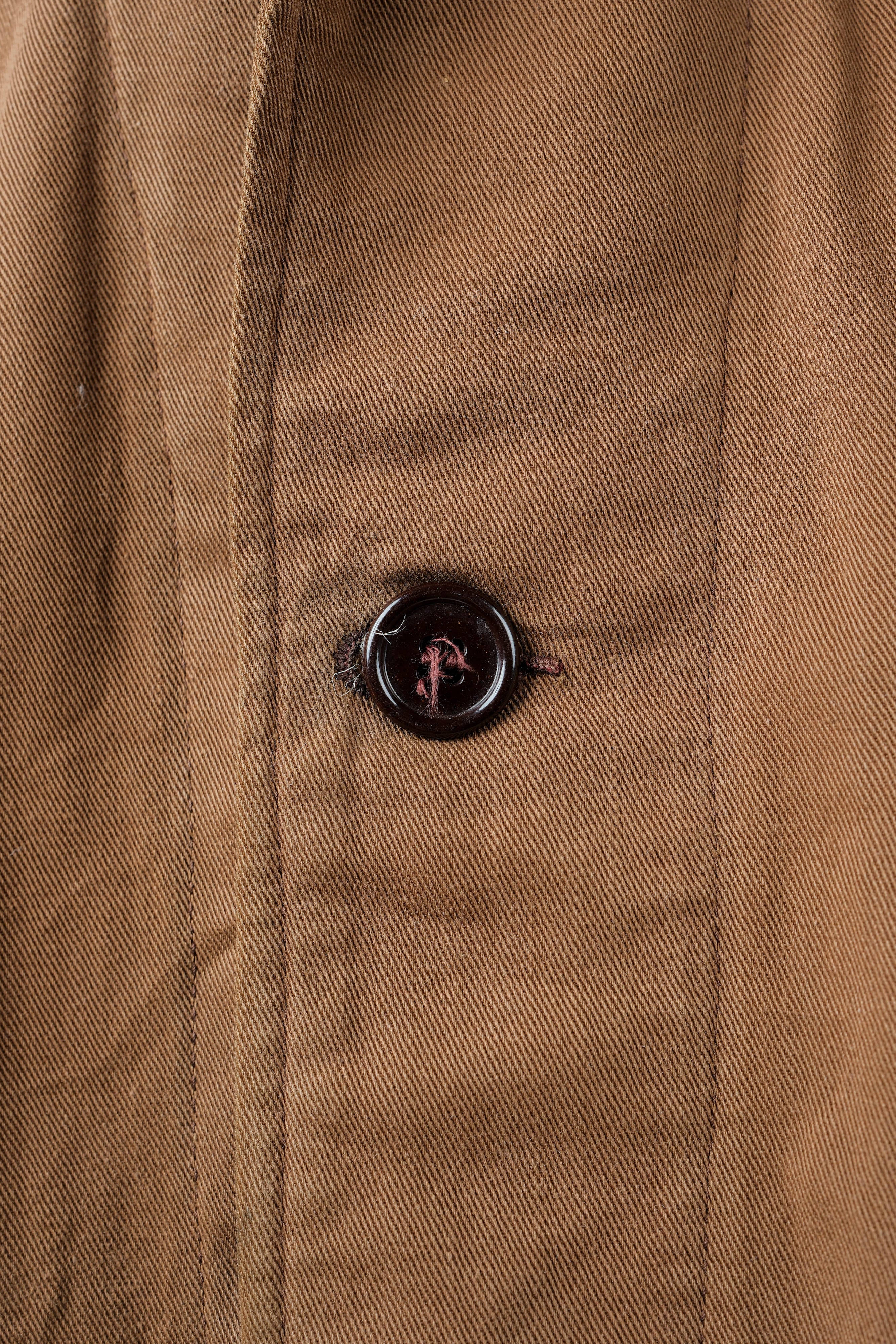 【~50's】French Vintage Brown Cotton Thin Twill Lapel Work Jacket "Adolphe Lafont"