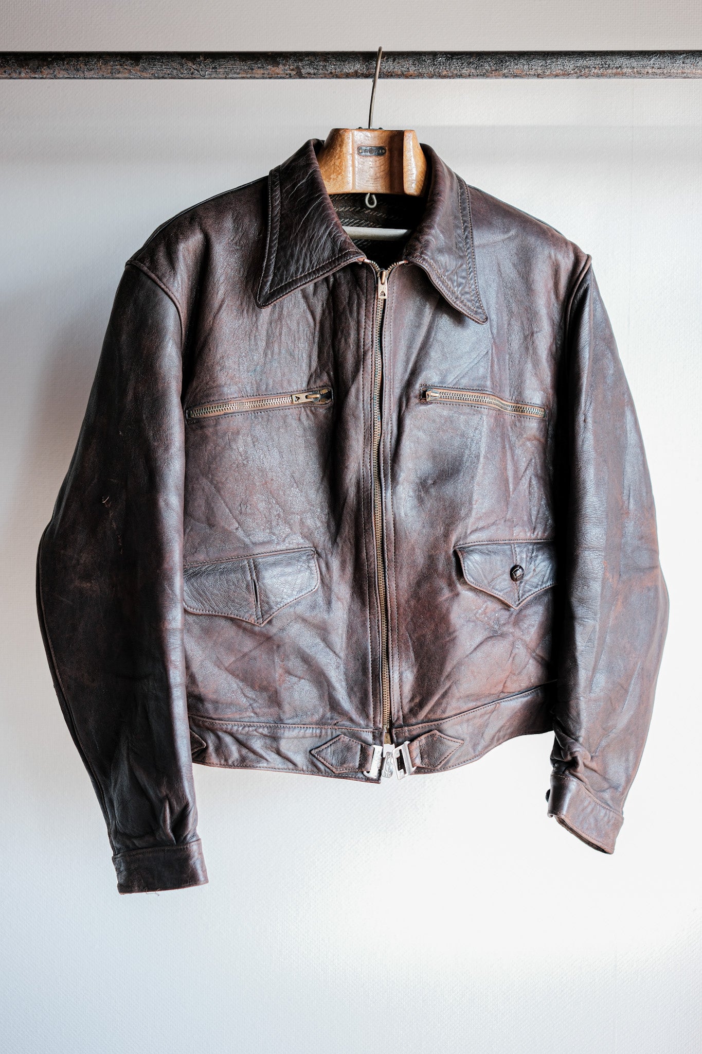 [〜40年代]法國老式哈特曼型摩托車皮夾克
