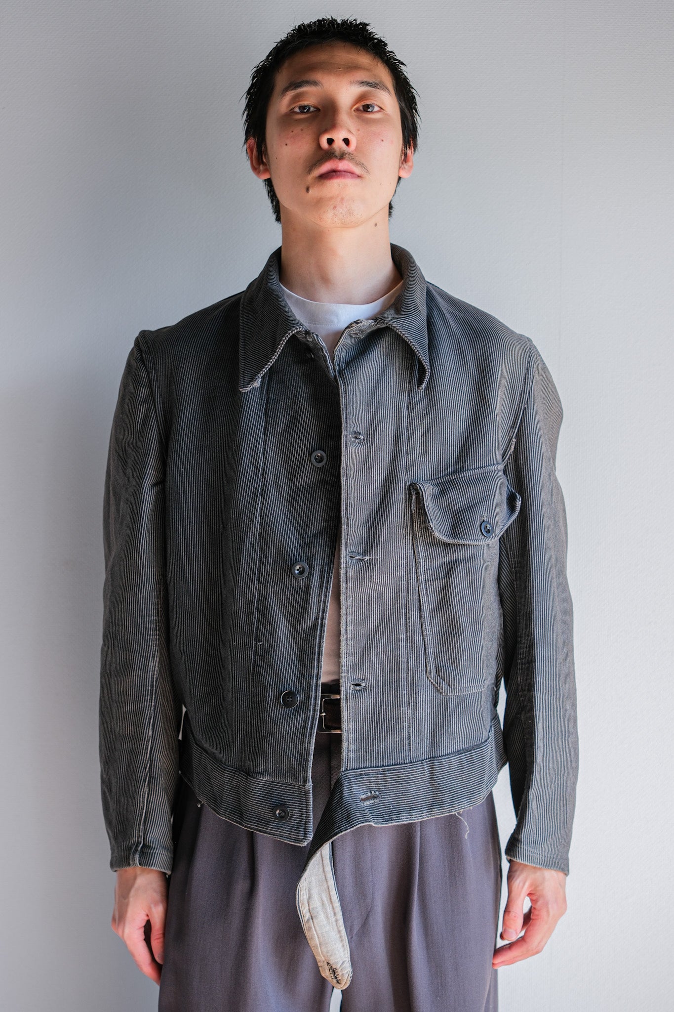 ［~40's］Belgium Vintage Printed Moleskin Prisoner Jacket