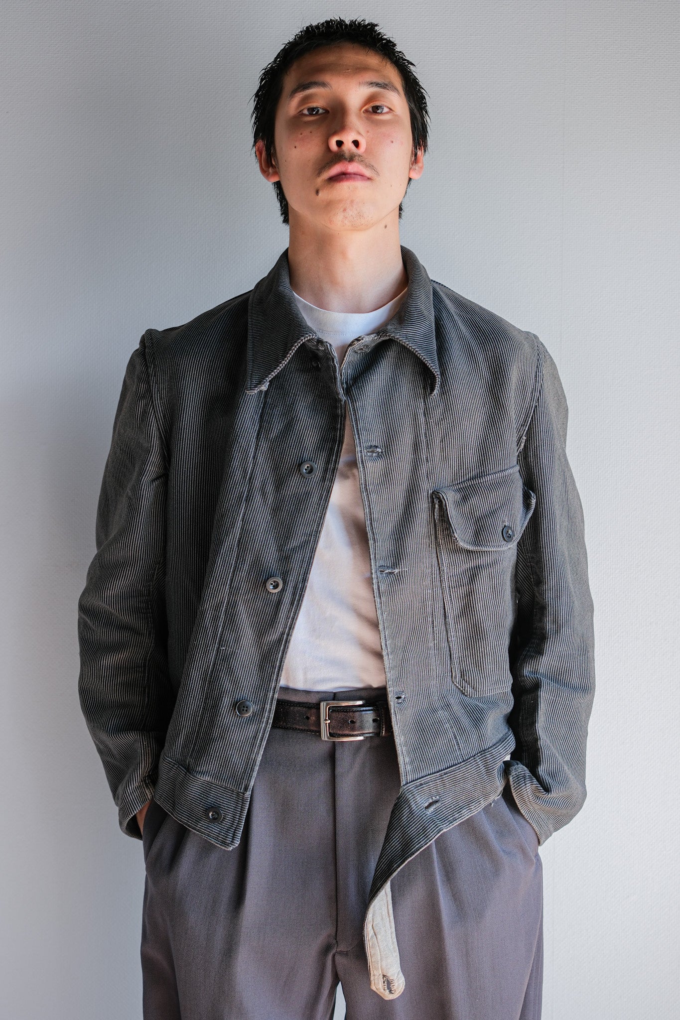 ［~40's］Belgium Vintage Printed Moleskin Prisoner Jacket