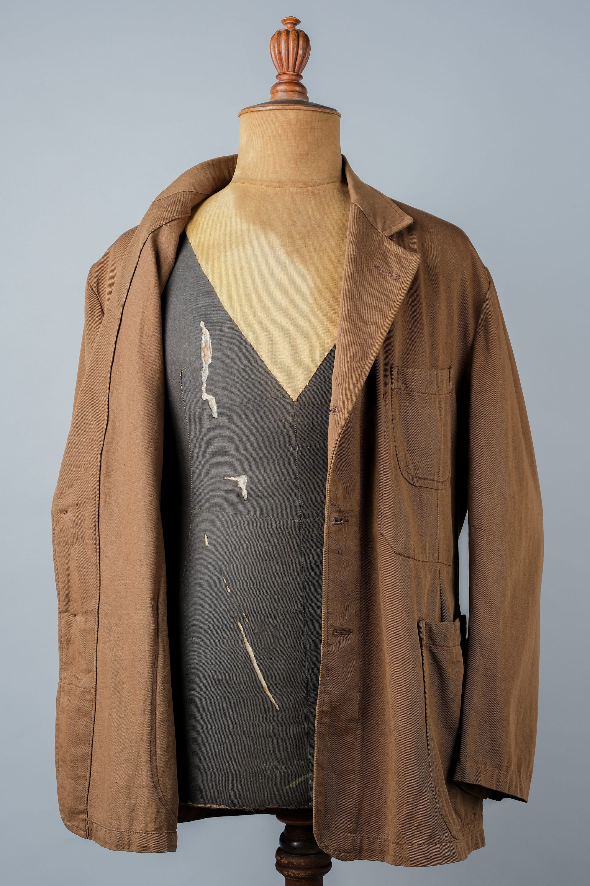 ［~50's］French Vintage Brown Cotton Thin Twill Lapel Work Jacket "Adolphe Lafont"