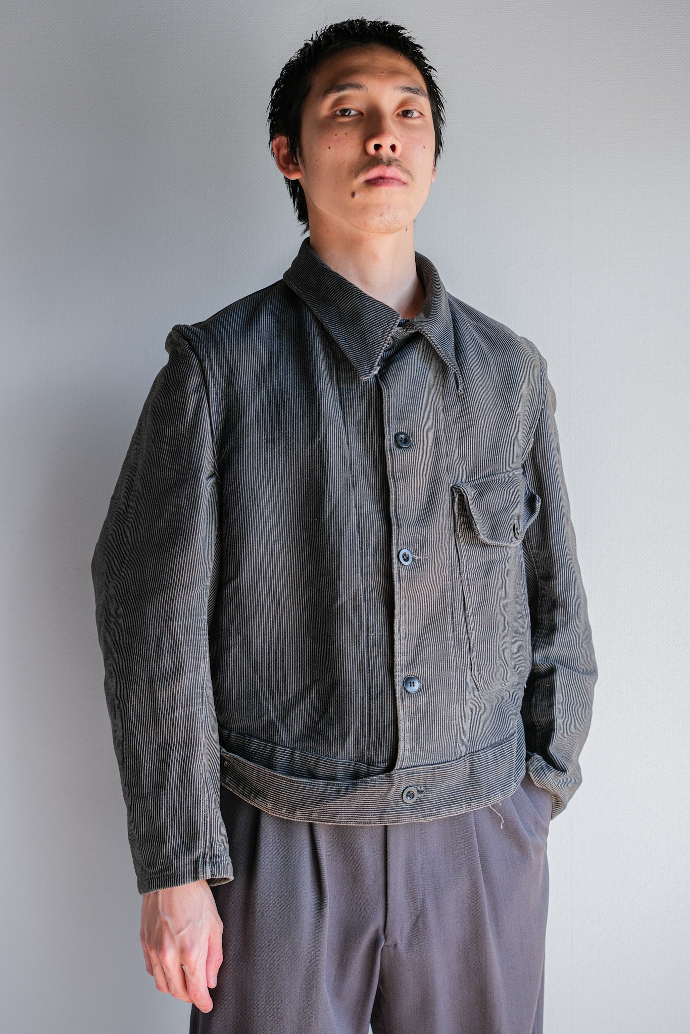 ［~40's］Belgium Vintage Printed Moleskin Prisoner Jacket