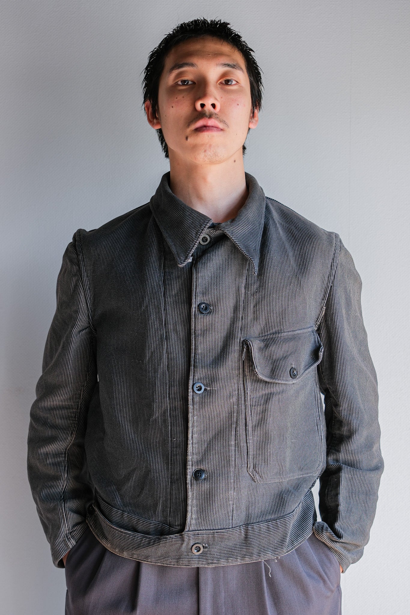 ［~40's］Belgium Vintage Printed Moleskin Prisoner Jacket