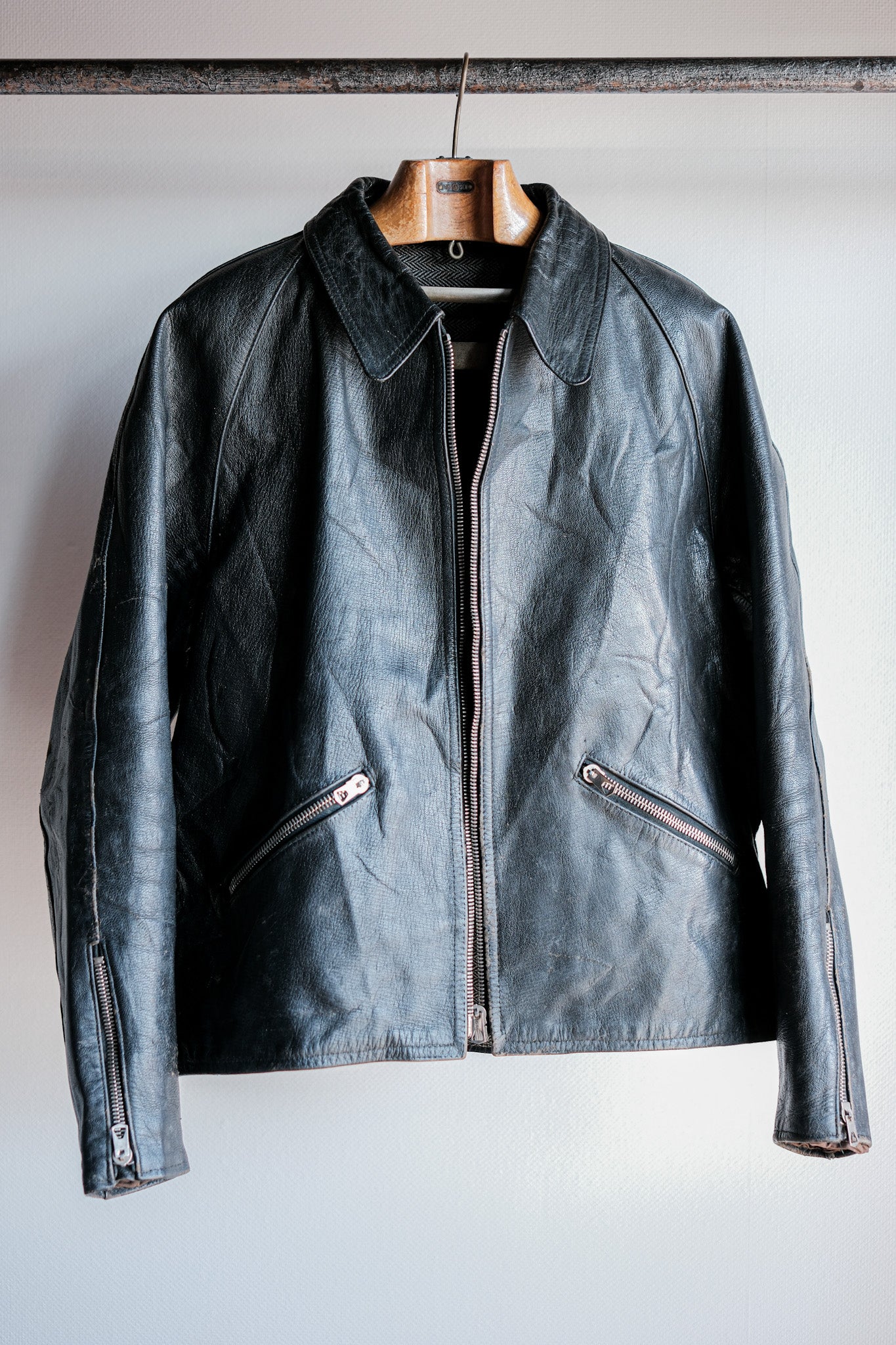 【~60’s】Italian Army Motorcycle Leather Jacket "Civilian Type"