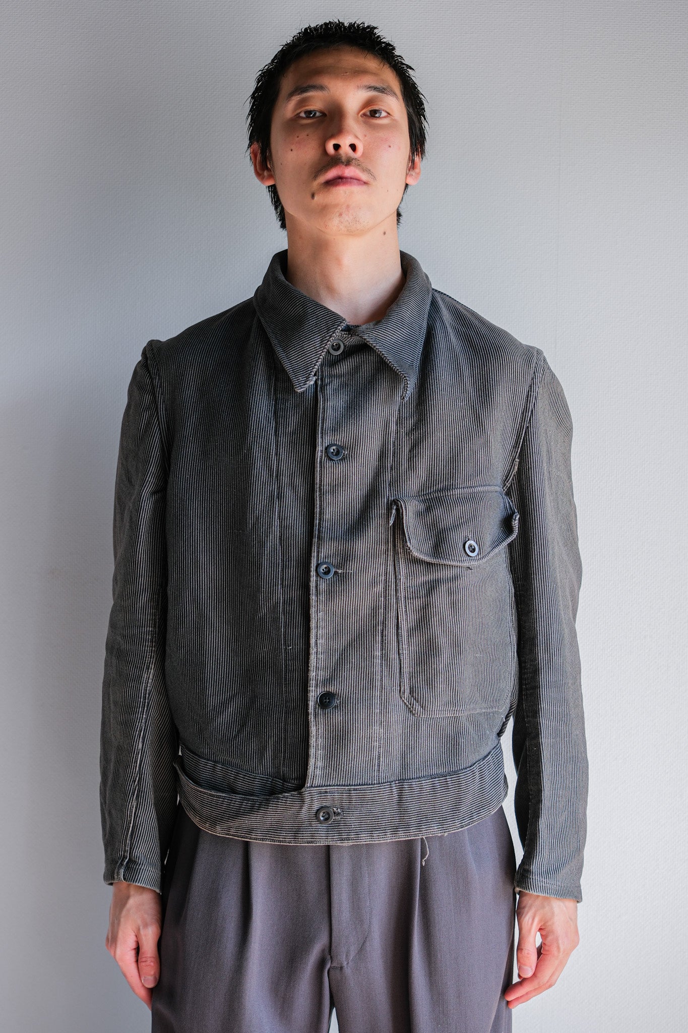 ［~40's］Belgium Vintage Printed Moleskin Prisoner Jacket