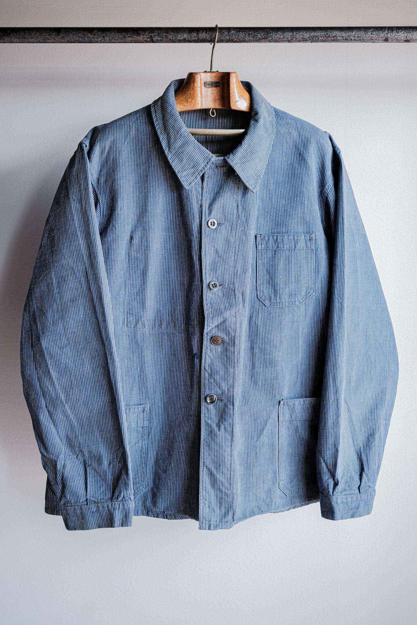 【~40's】Italian Vintage Cotton Striped Work Jacket