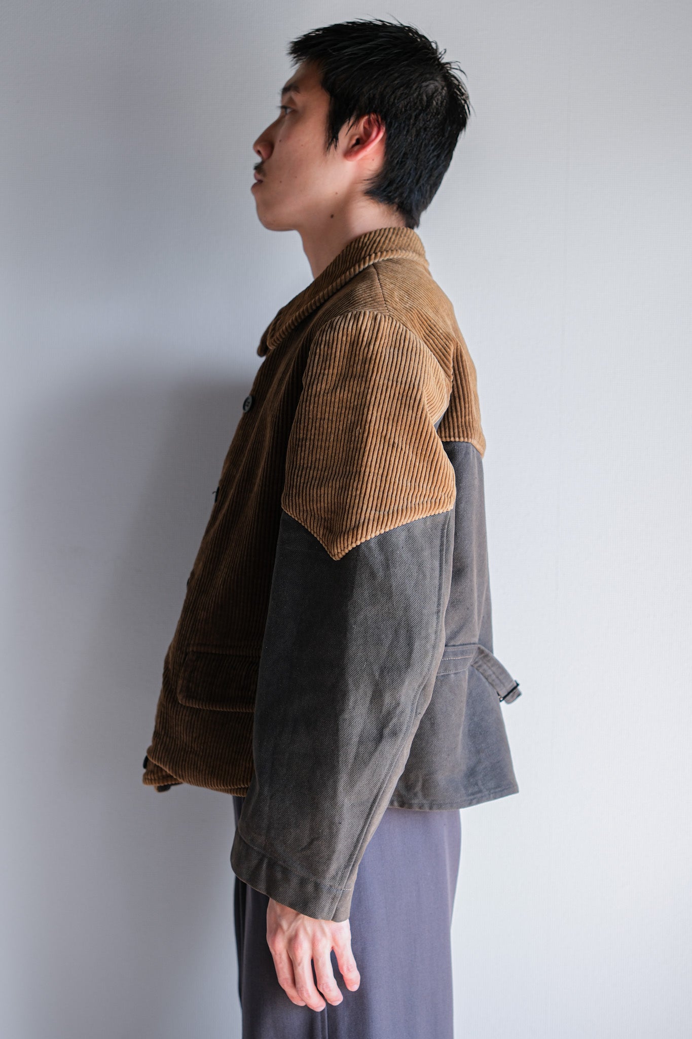 【~50's】Belgium Vintage Brown Corduroy Double Breasted Work Jacket