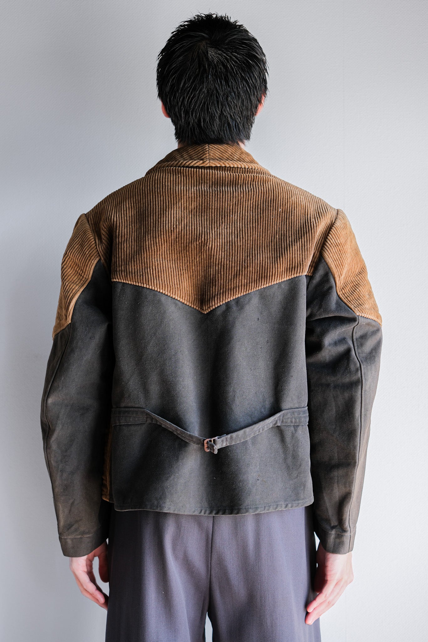 【~50's】Belgium Vintage Brown Corduroy Double Breasted Work Jacket