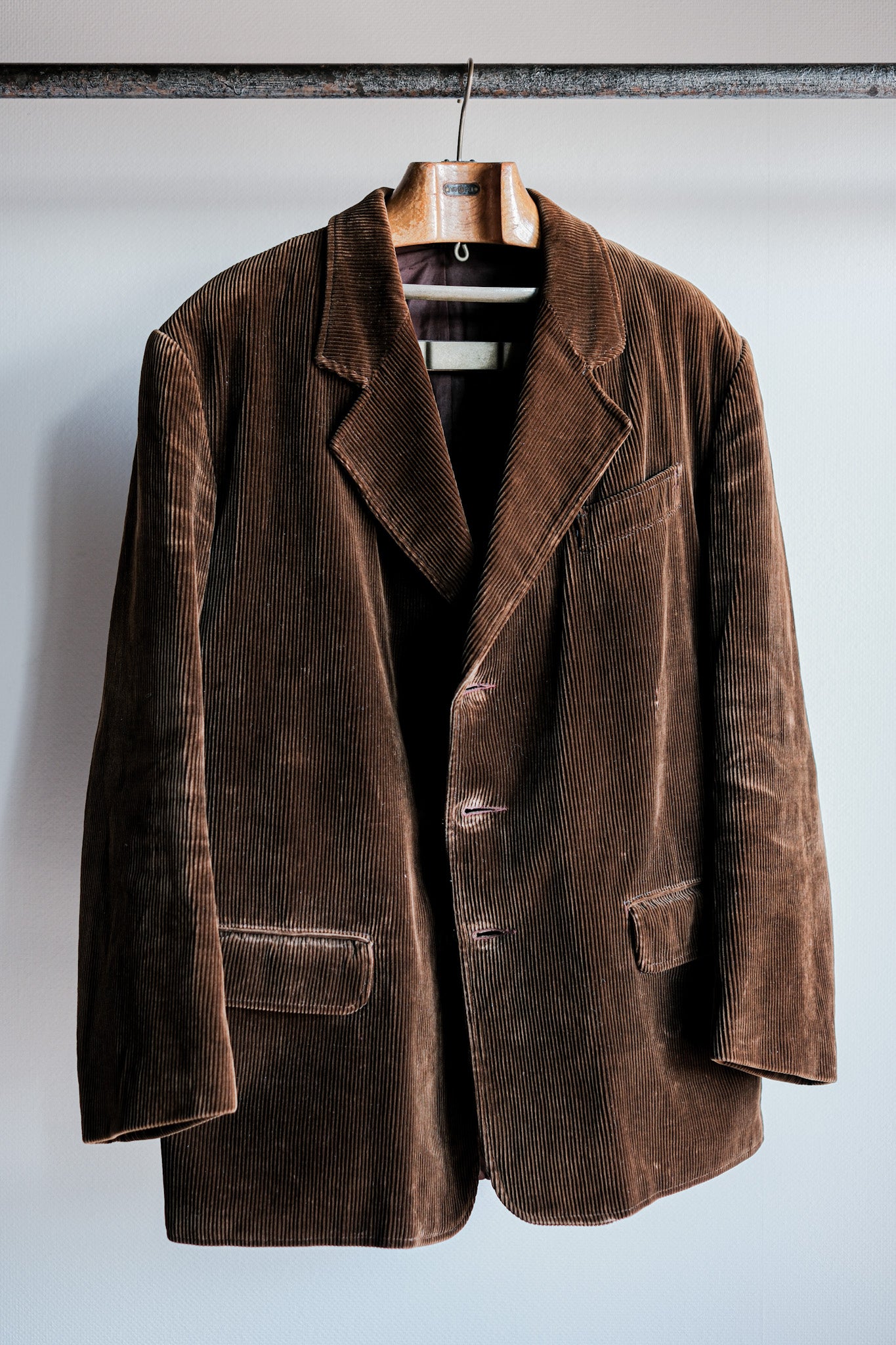 [~ 40's] Veste de travail de revers brunes en velours en velours vintage vintage "Le Mont St. Michel"