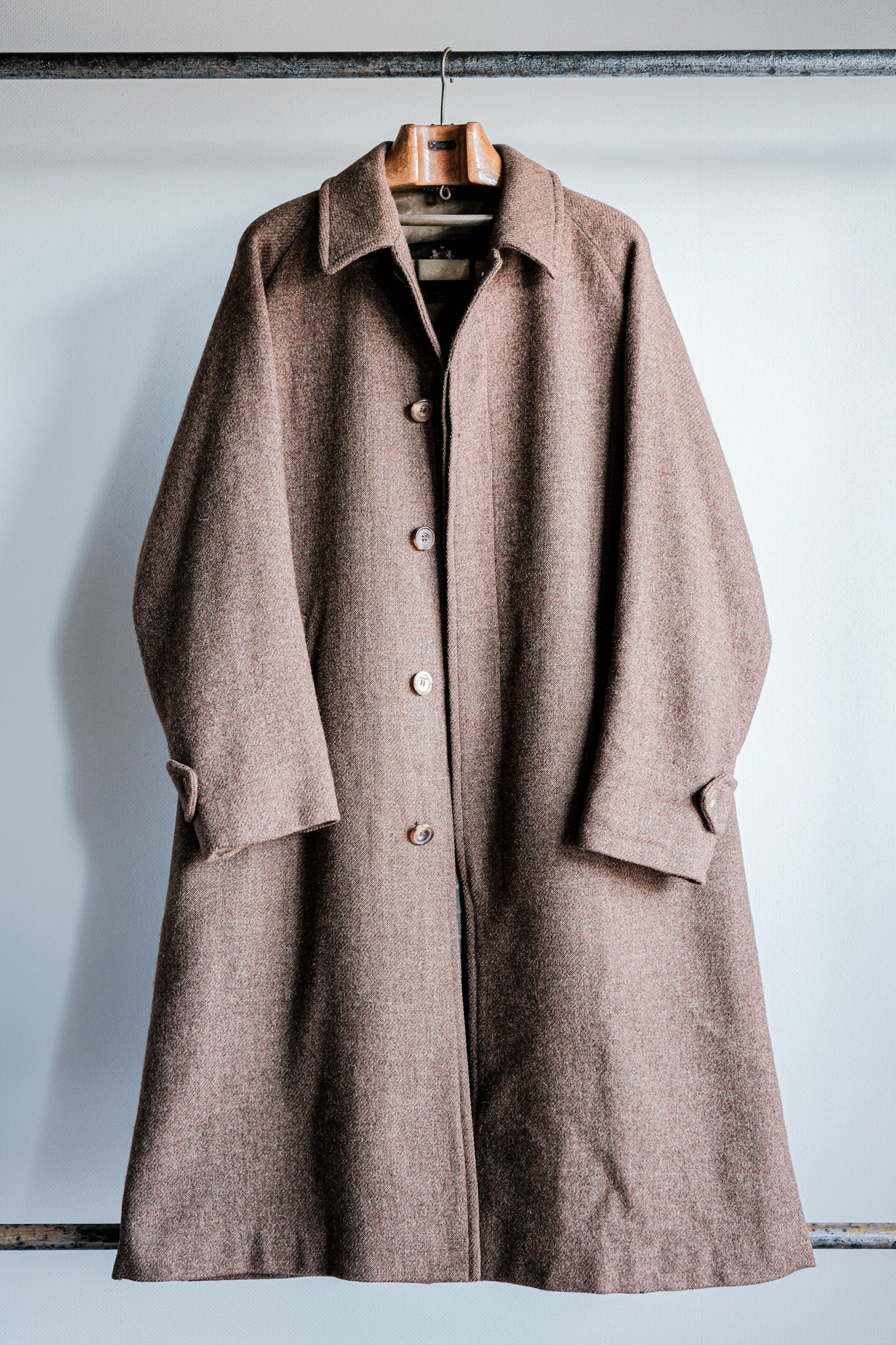 [〜90年代]古老的英國巴黎單raglan羊毛balmacaan外套
