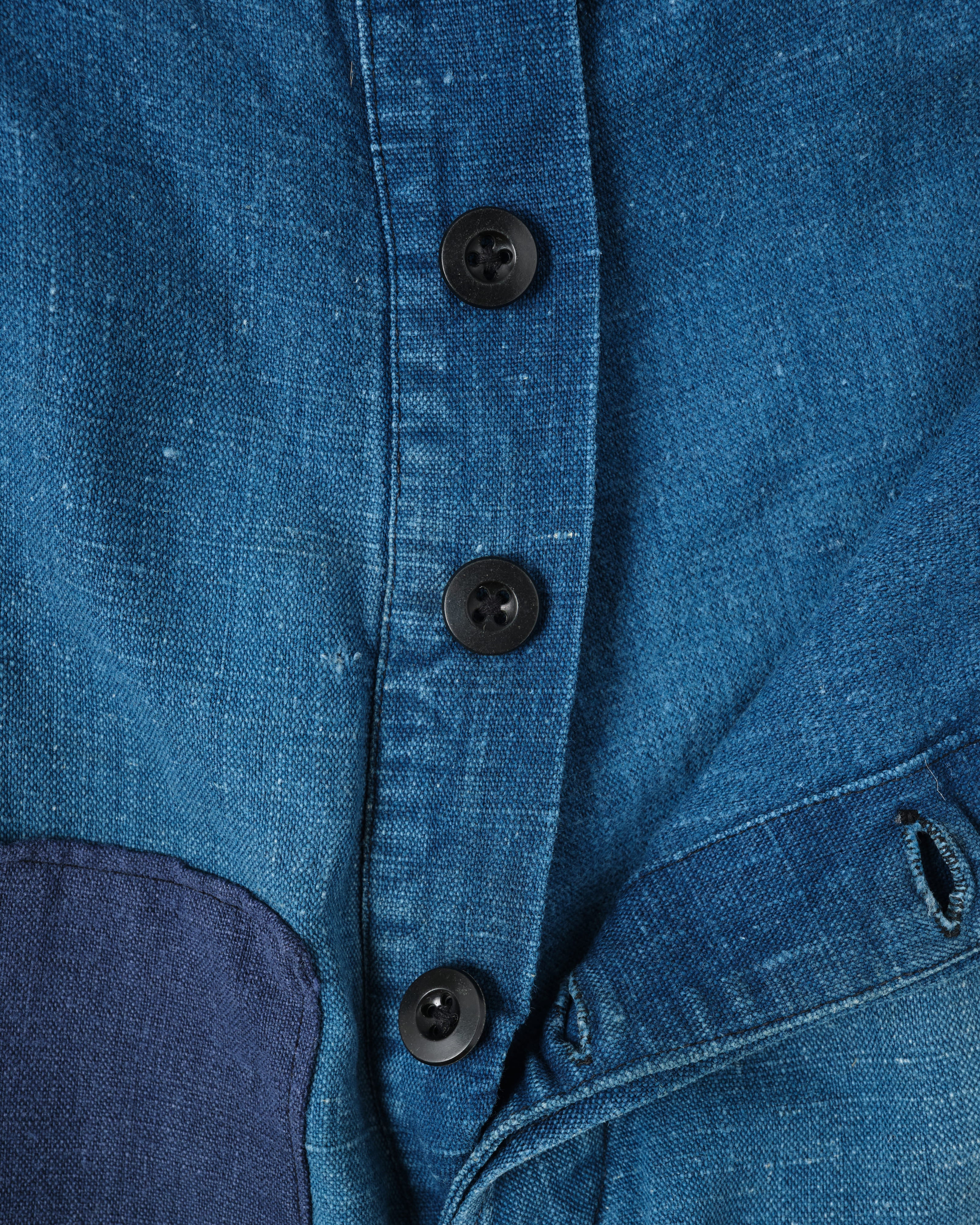 【~30's】French Vintage Indigo Hemp Linen Work Pants "Patchwork" "AU MOLINEL"