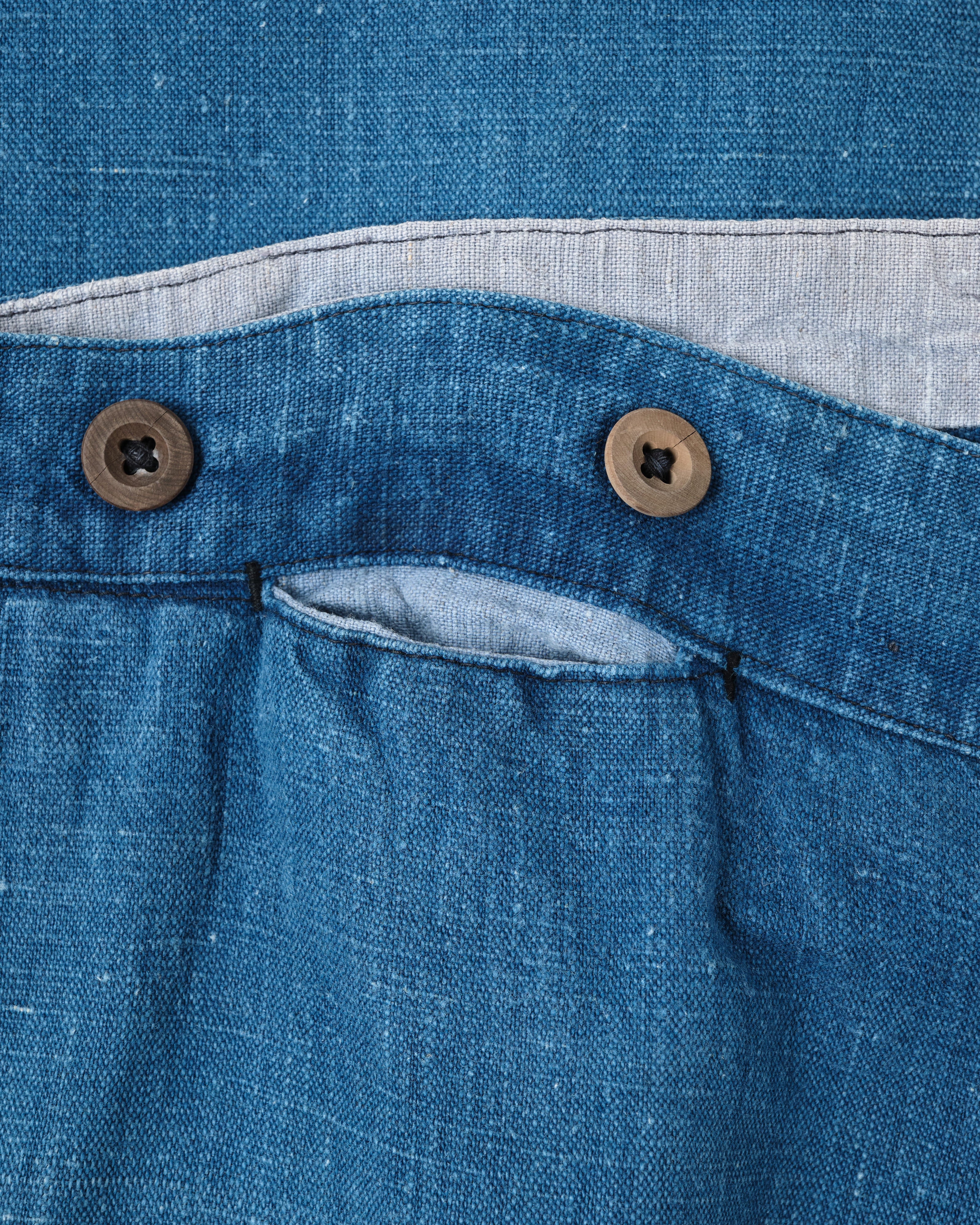 【~30's】French Vintage Indigo Hemp Linen Work Pants "Patchwork" "AU MOLINEL"
