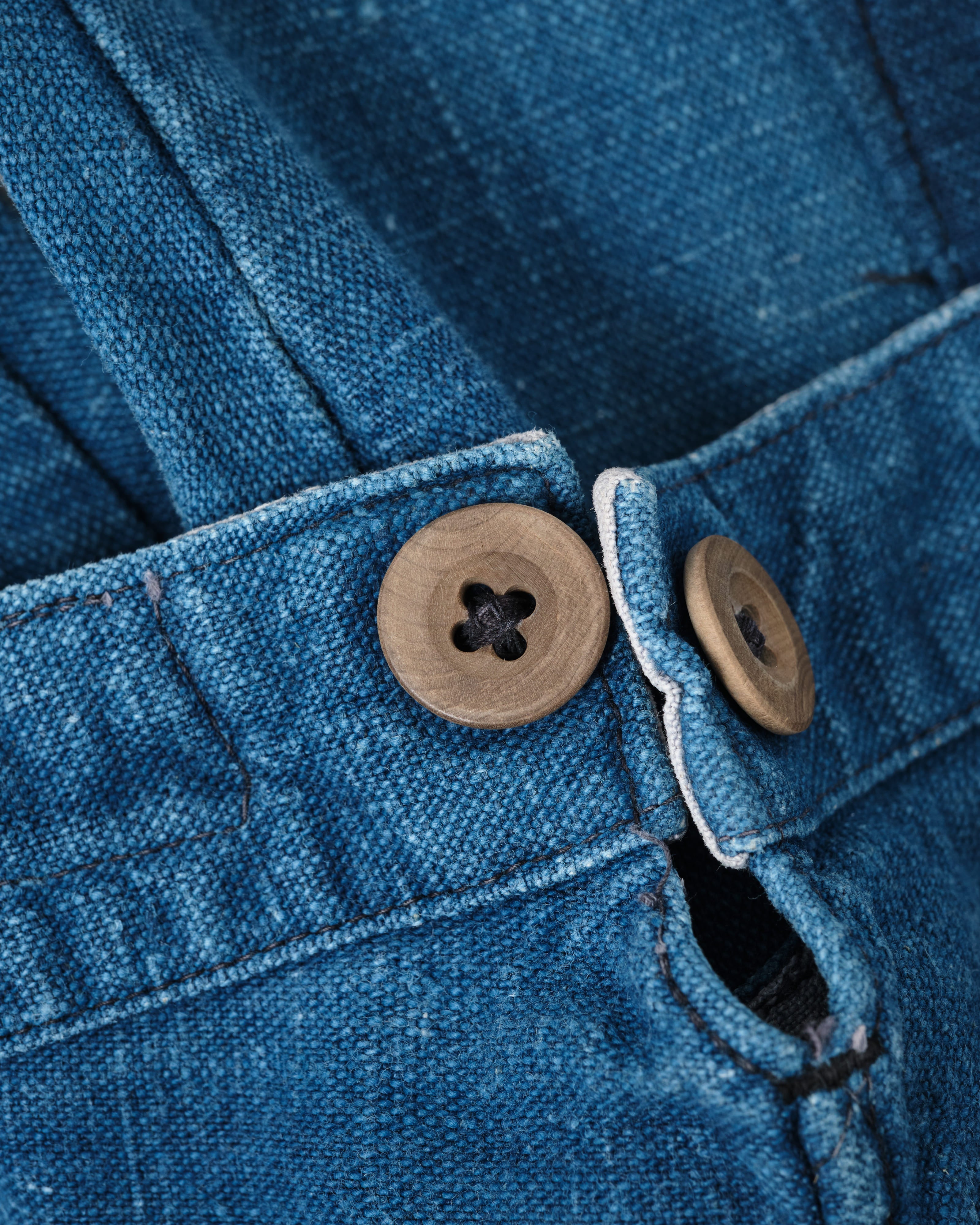 【~30's】French Vintage Indigo Hemp Linen Work Pants "Patchwork" "AU MOLINEL"