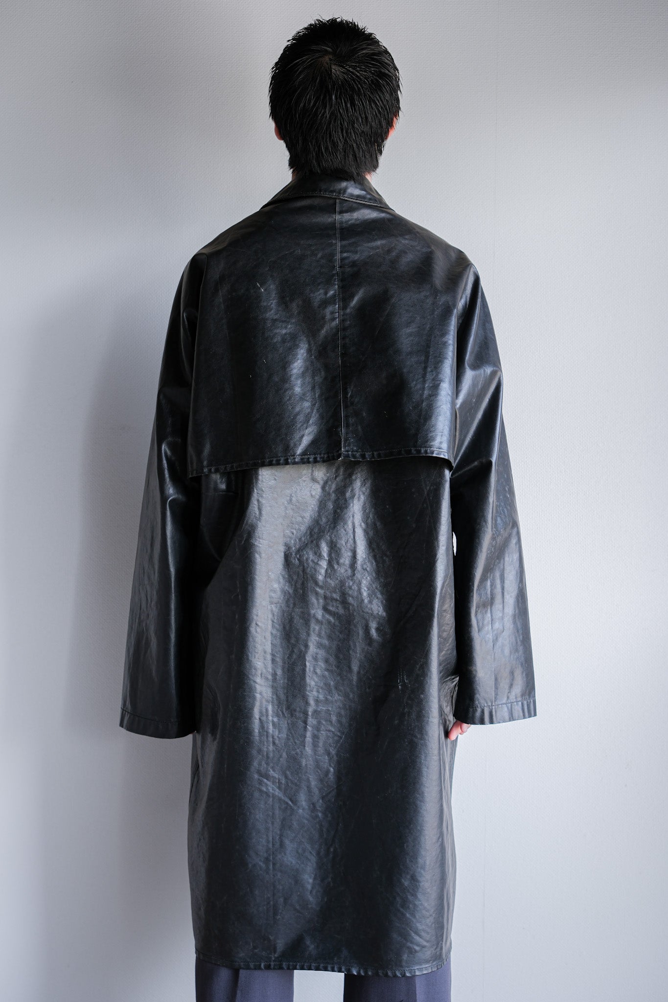 【~60's】French Vintage Raglan Sleeve Waterproof Rain Coat With Chin Strap "PTT"