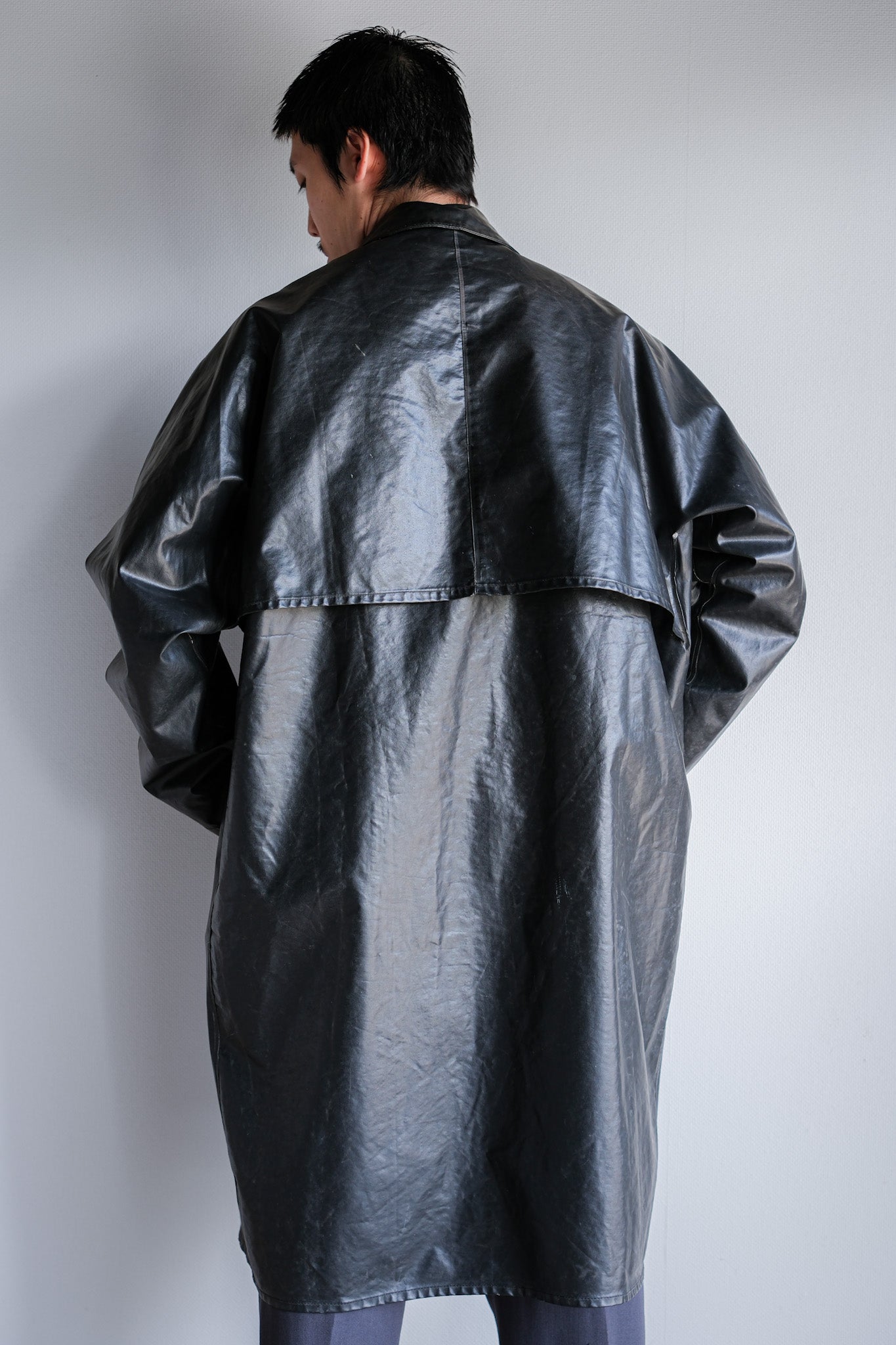 [~ 60's] French Vintage Raglan Sleeve Waterproof Rain Coat พร้อมสายรัด chan "ptt"