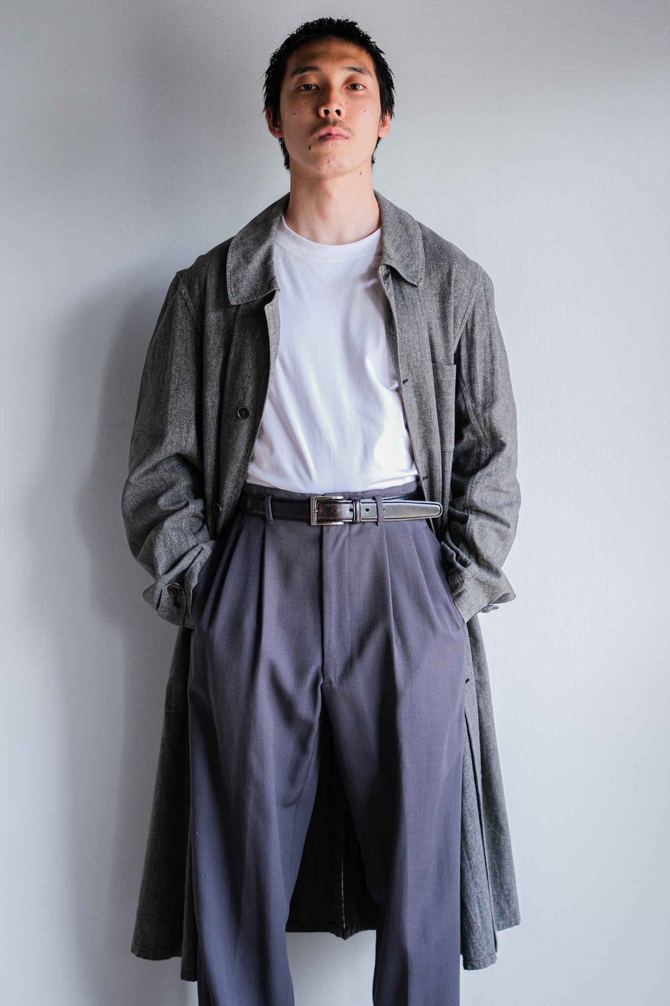 ［~30's］French Vintage Salt & Pepper Cotton Twill Work Coat